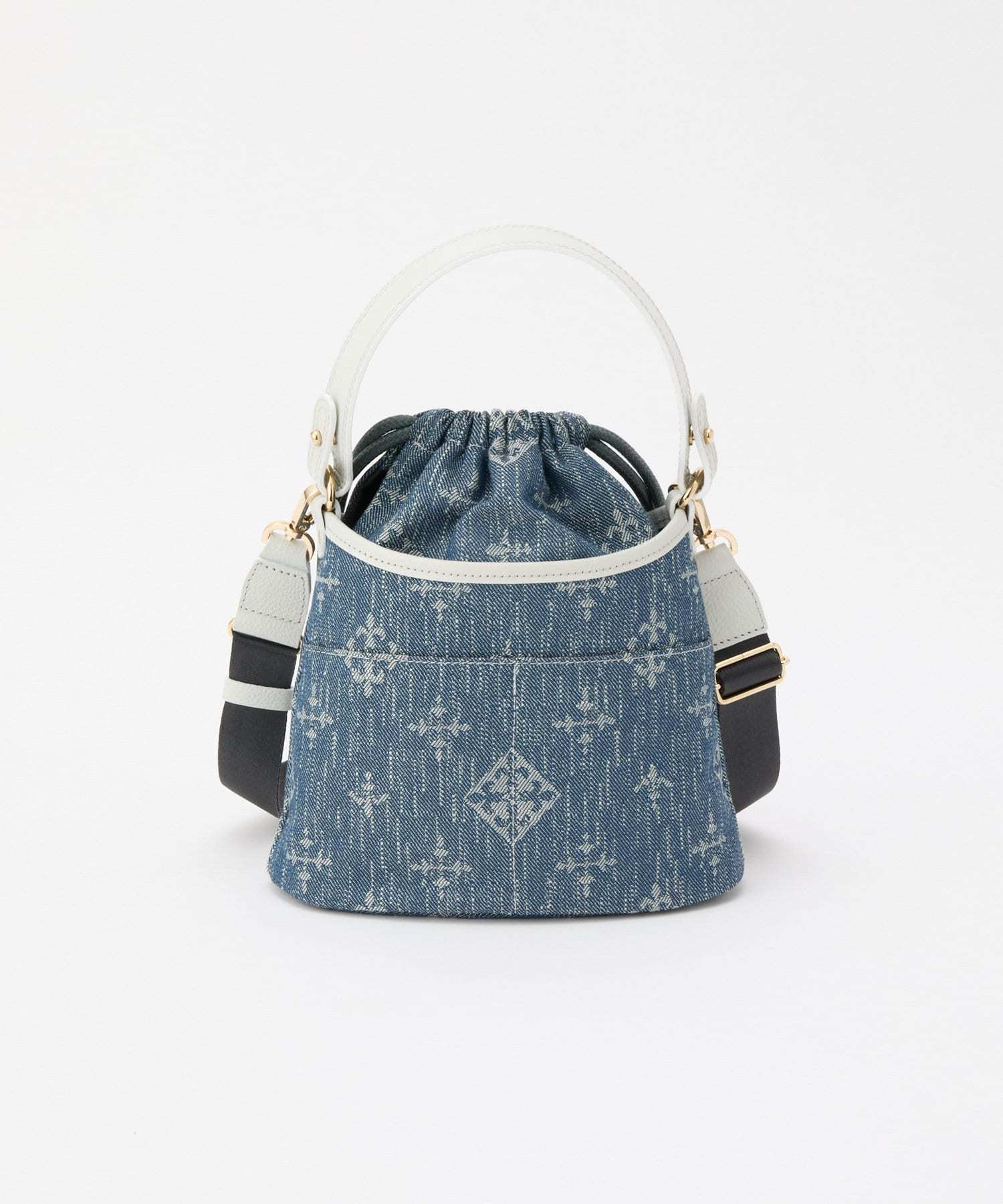 *4-6 WEEKS* (1221) LIMITED EDITION Russet [Denim jacquard] 2way drawstring mini shoulder bag Indigo