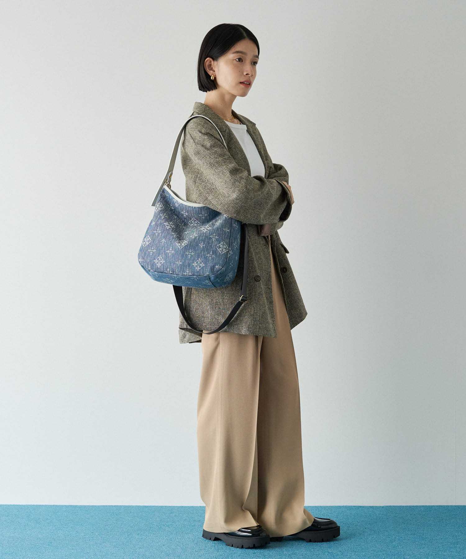 Russet [Denim jacquard] 2way shoulder bag Indigo