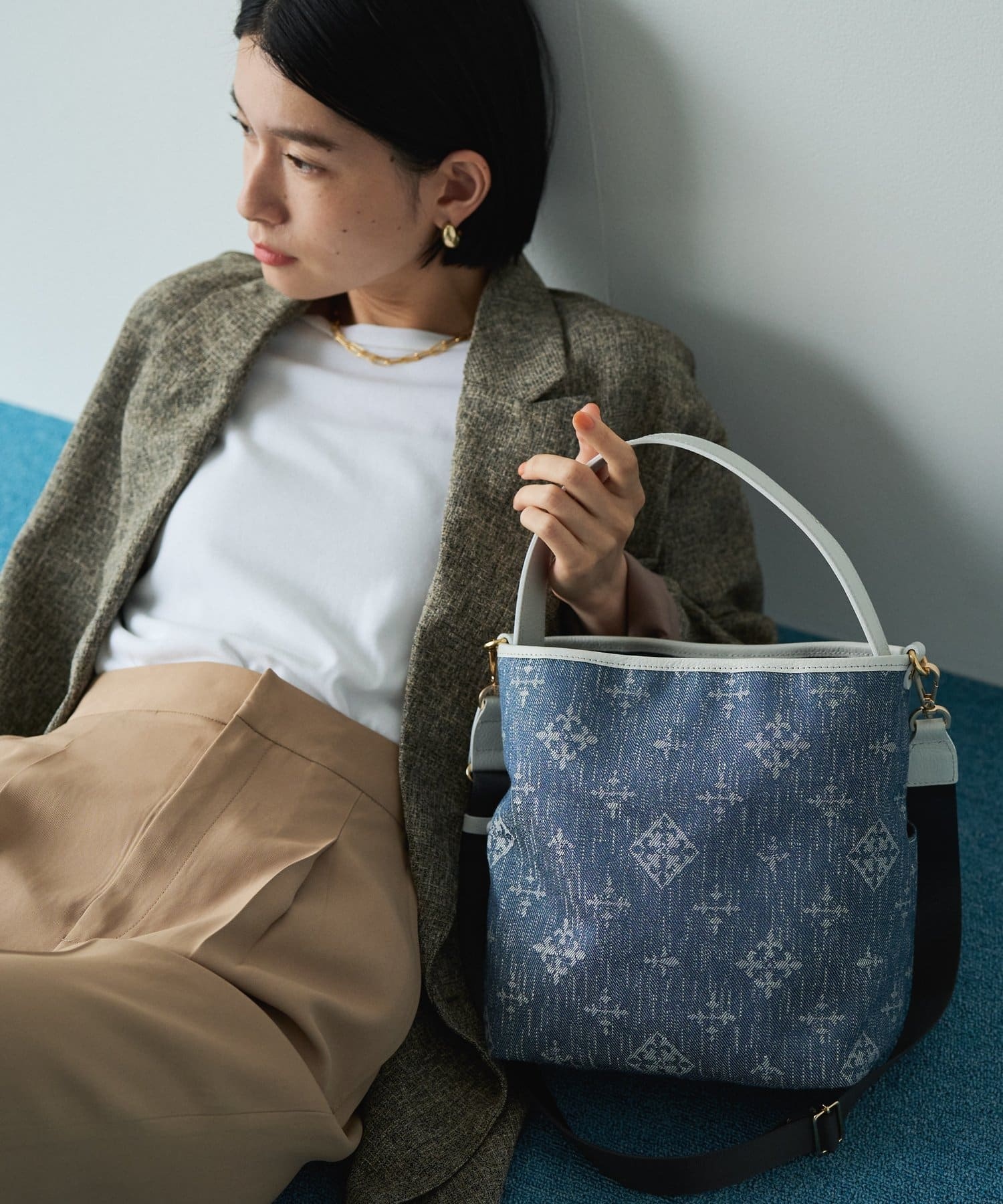 *4-6 WEEKS* (1222) LIMITED EDITION Russet [Denim jacquard] 2way mini shoulder bag Indigo