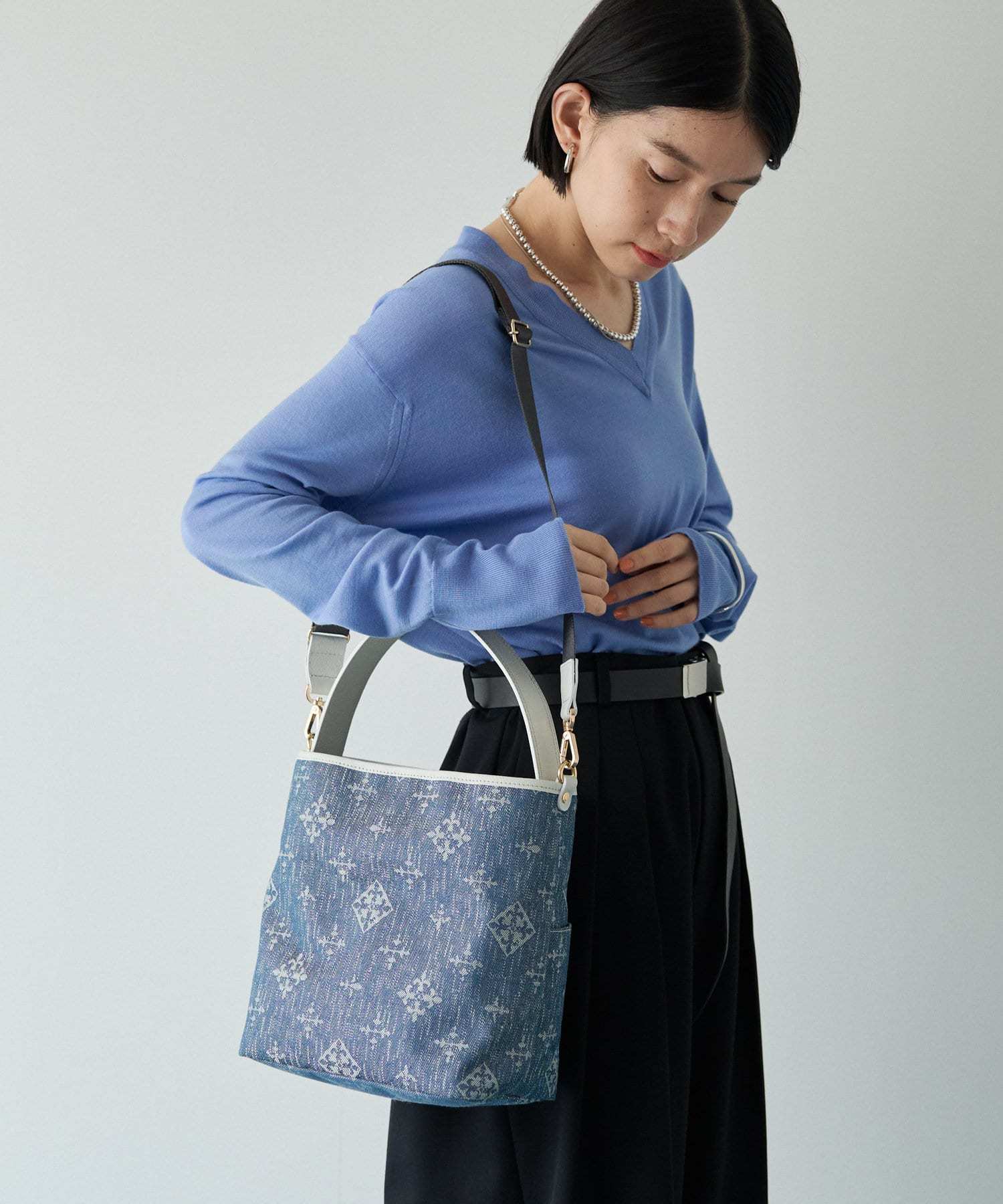 *4-6 WEEKS* (1222) LIMITED EDITION Russet [Denim jacquard] 2way mini shoulder bag Indigo
