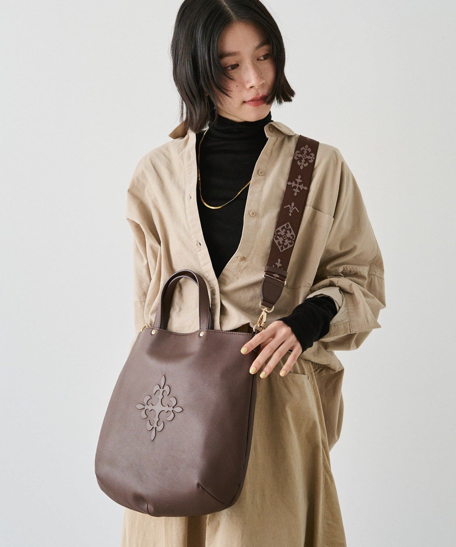 *4 - 6 Weeks*(62739) Leather 2-way Tote Bag (Embossed Monogram)