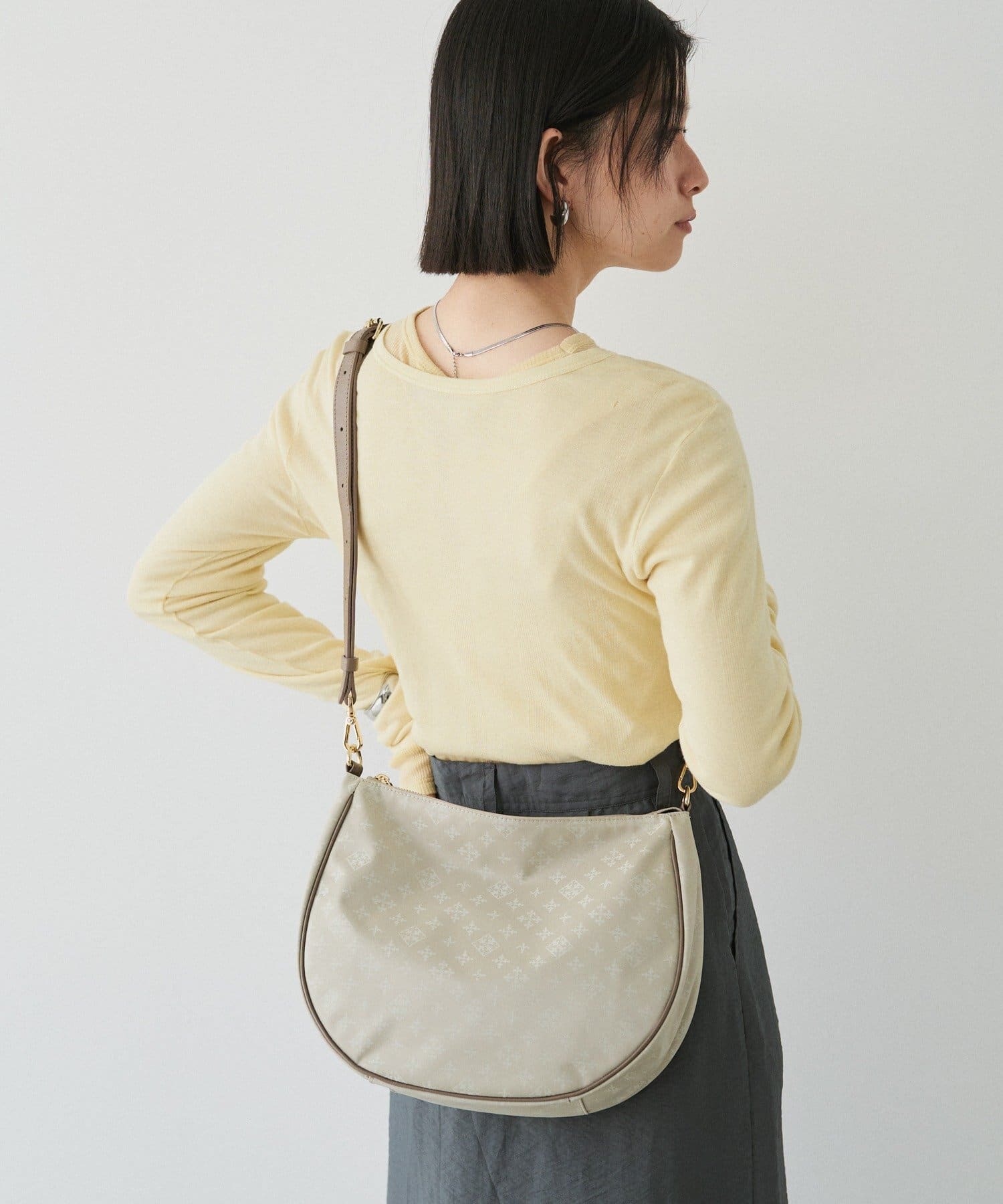 *4 - 6 Weeks* (90983)Russet Monogram Nylon Jacquard Round 2-Way Shoulder Bag