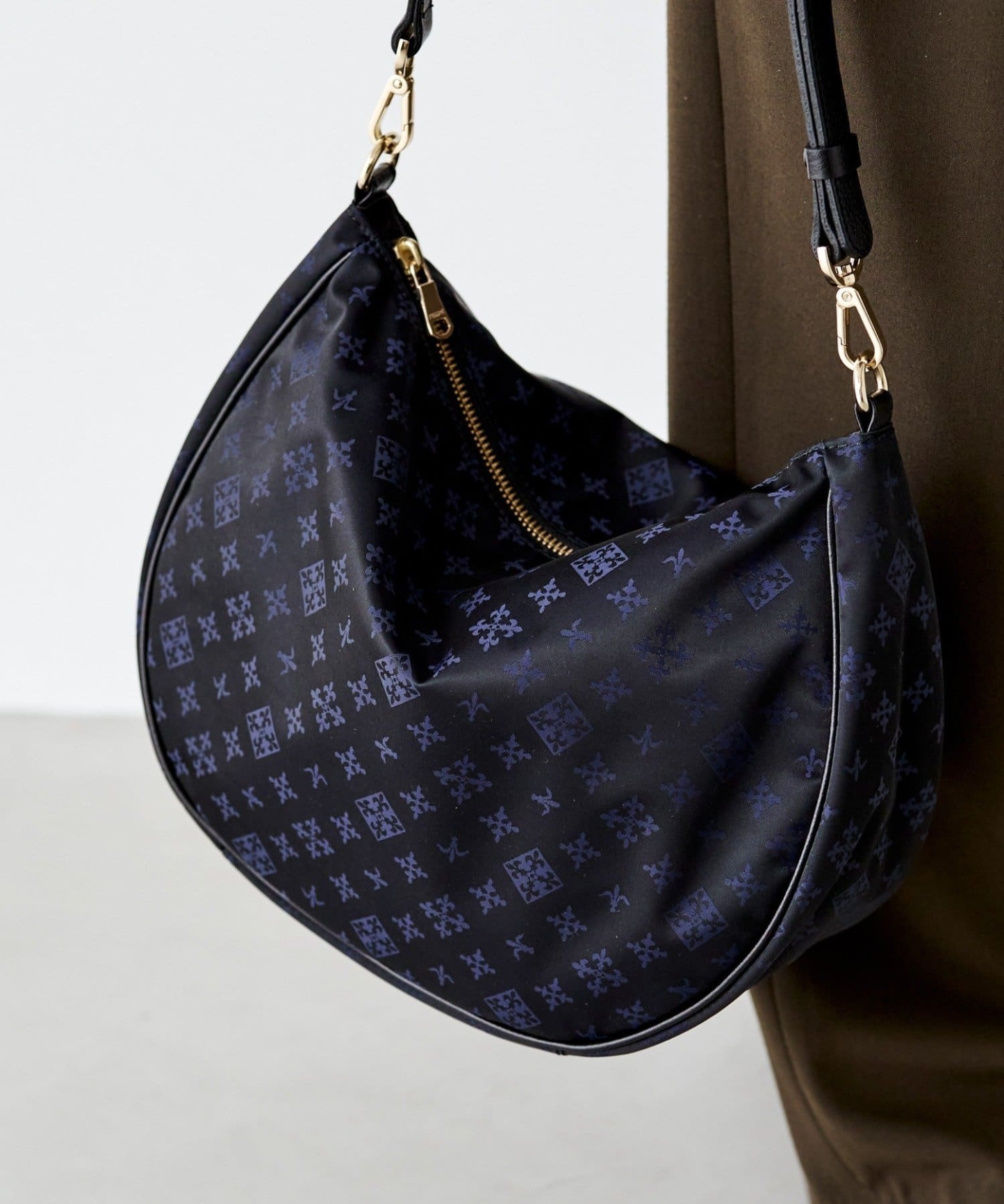 *4 - 6 Weeks* (90983)Russet Monogram Nylon Jacquard Round 2-Way Shoulder Bag