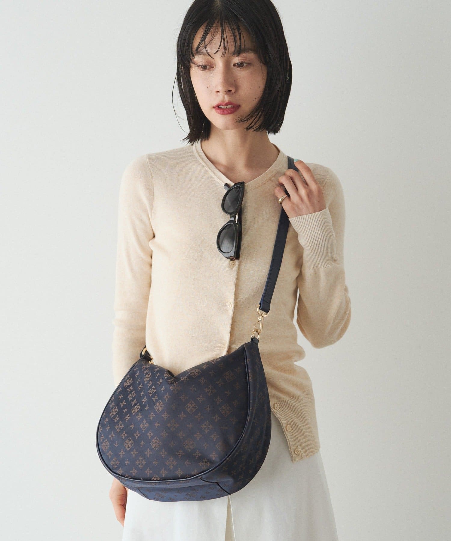 *4 - 6 Weeks* (90983)Russet Monogram Nylon Jacquard Round 2-Way Shoulder Bag