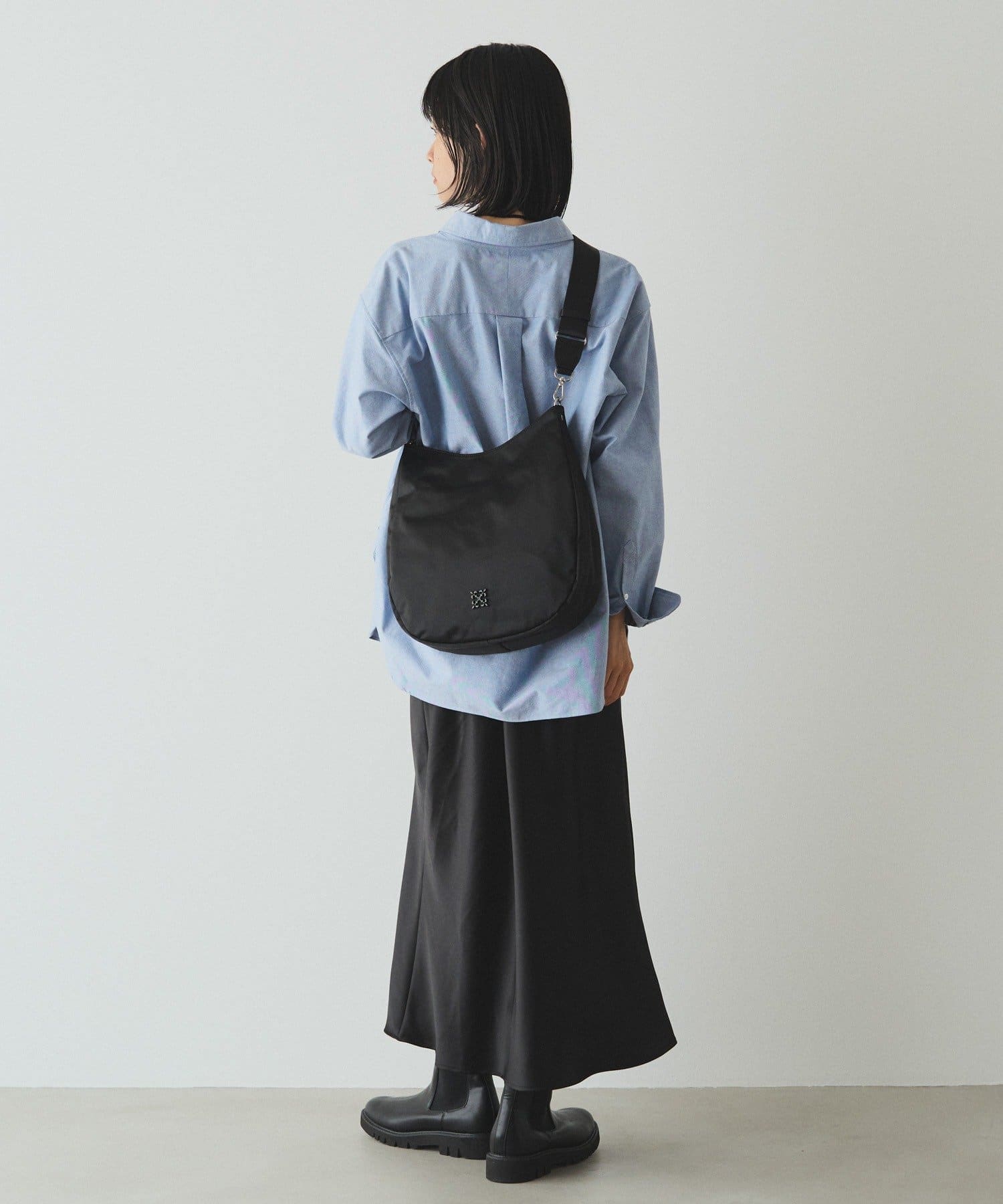 (90988)Clouds Nylon Vertical 2-Way Shoulder Bag 