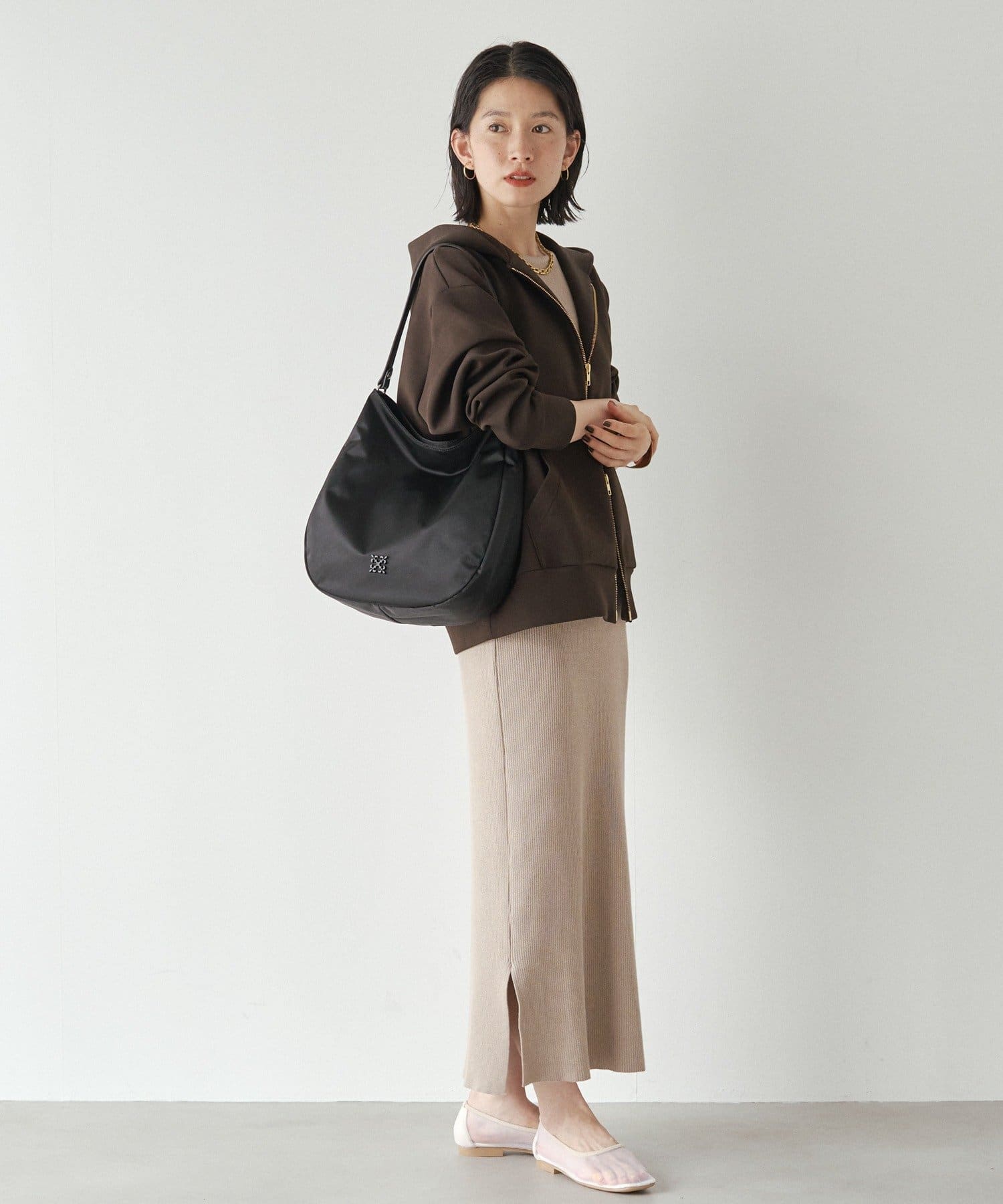 (90988)Clouds Nylon Vertical 2-Way Shoulder Bag 