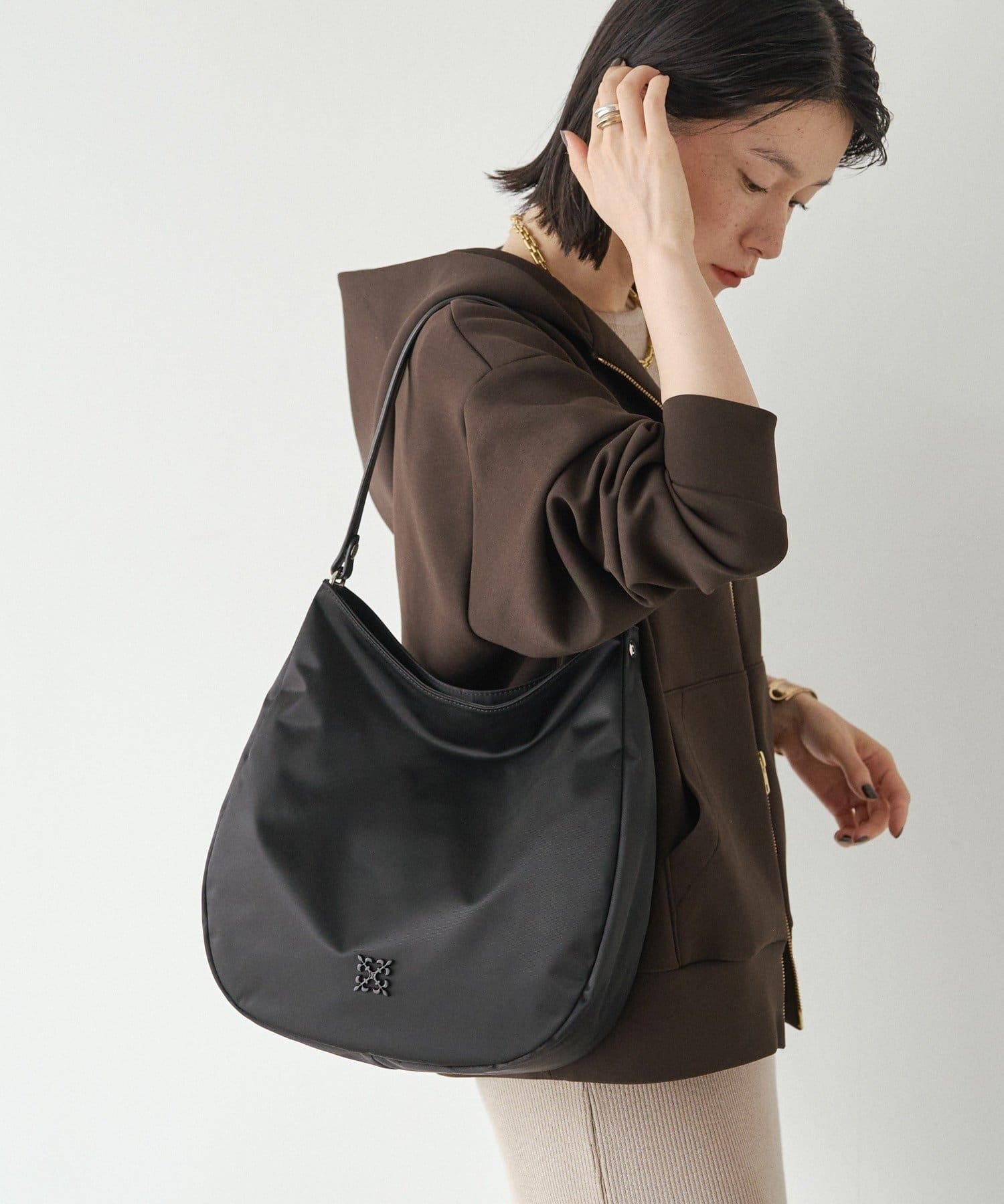 (90988)Clouds Nylon Vertical 2-Way Shoulder Bag 