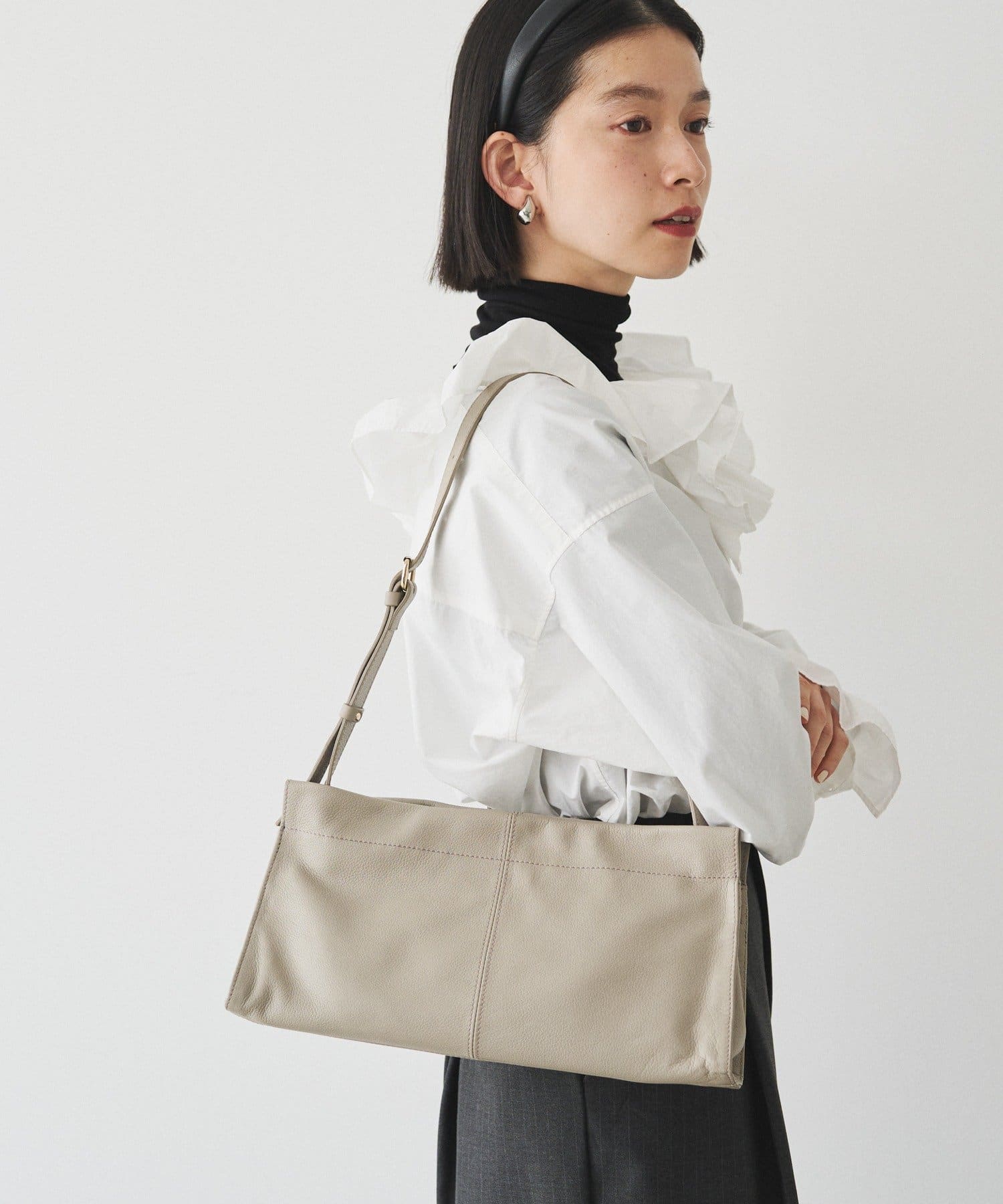 (91008)Leather Horizontal Shoulder Bag 
