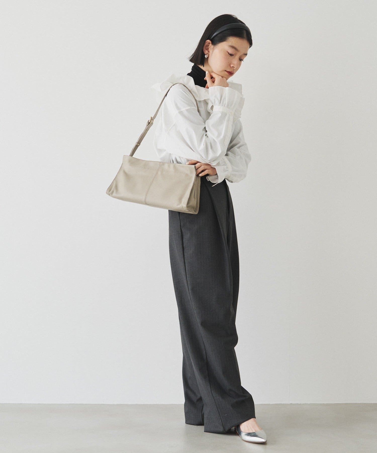 (91008)Leather Horizontal Shoulder Bag 