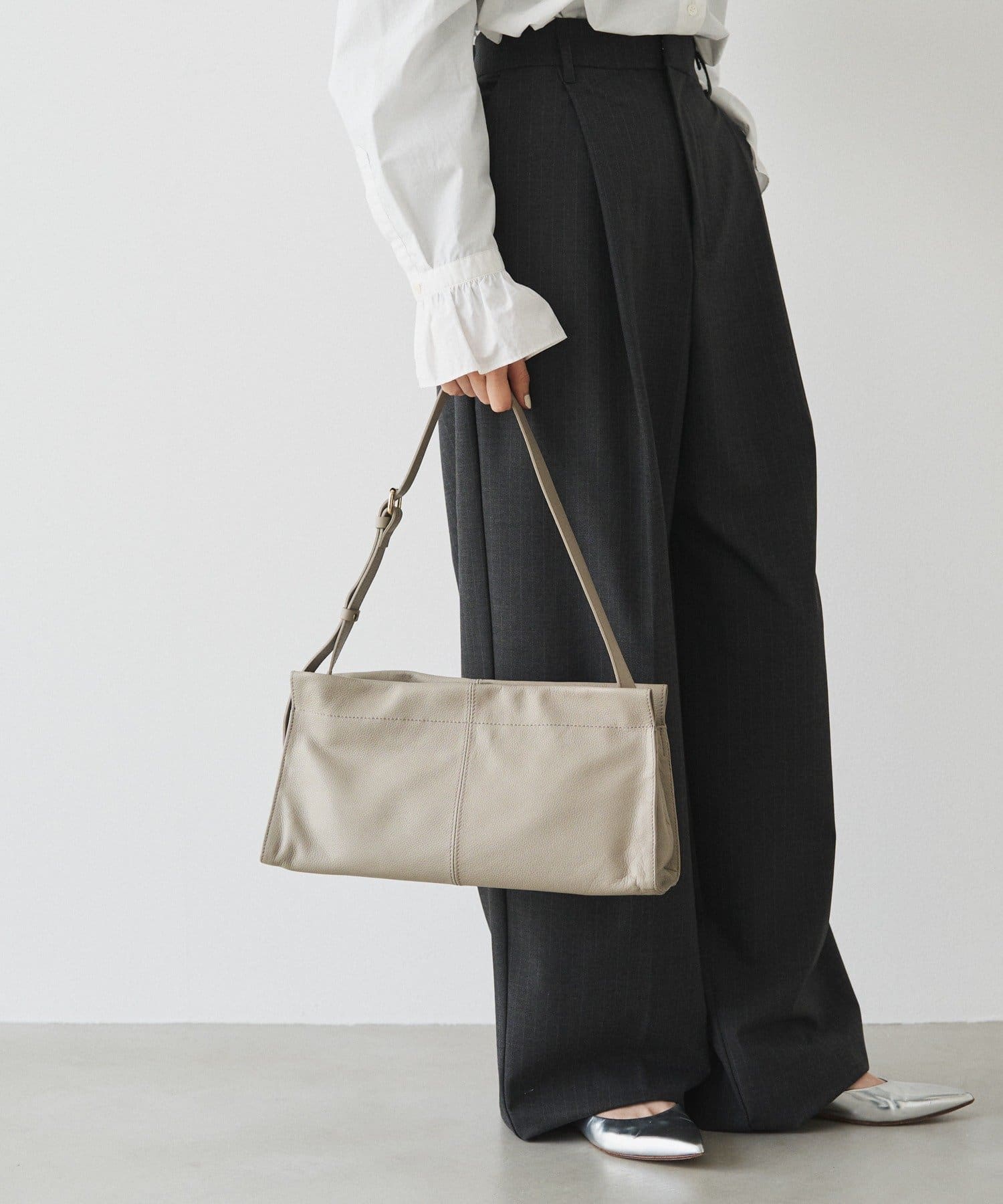 (91008)Leather Horizontal Shoulder Bag 
