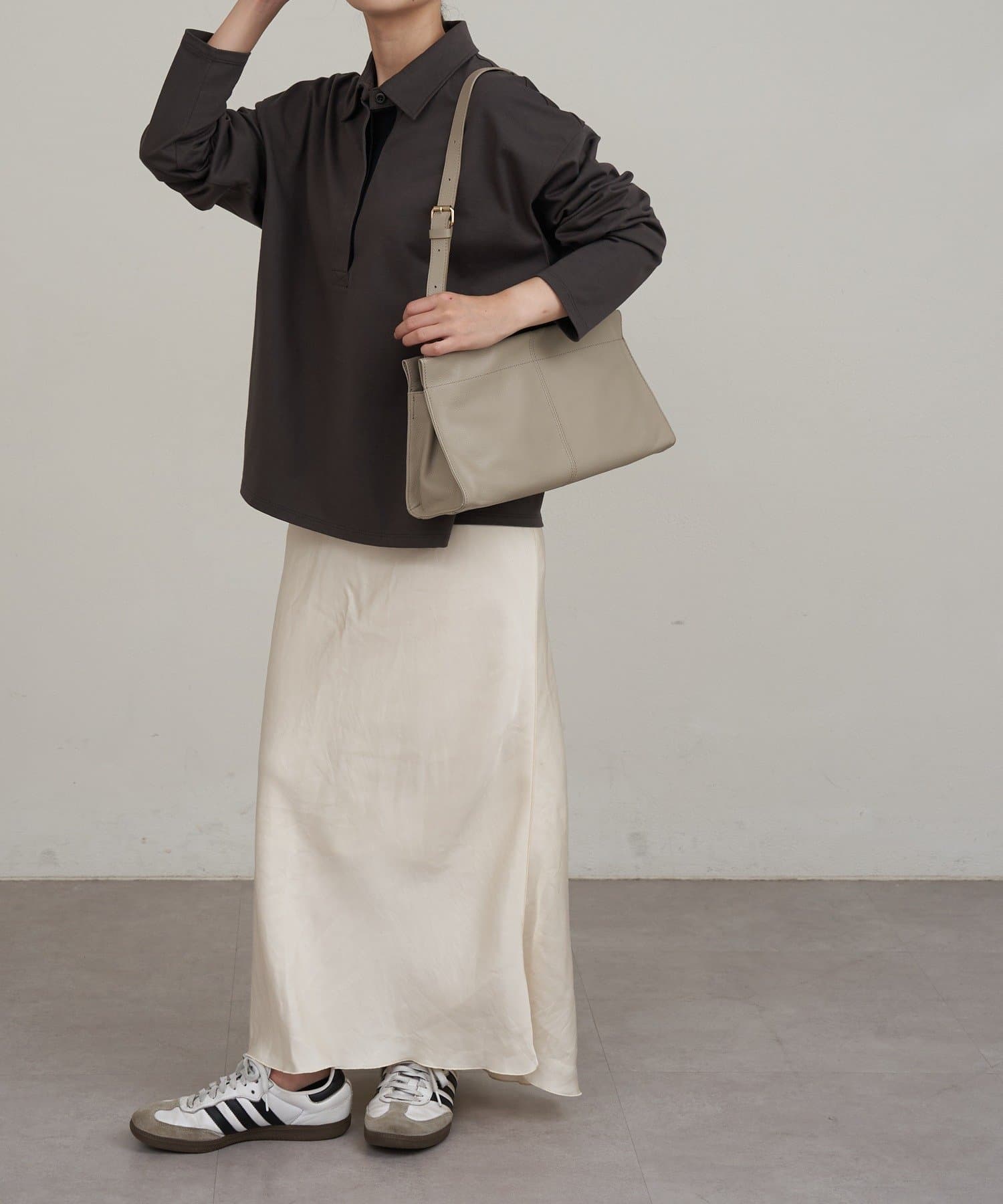 (91008)Leather Horizontal Shoulder Bag 