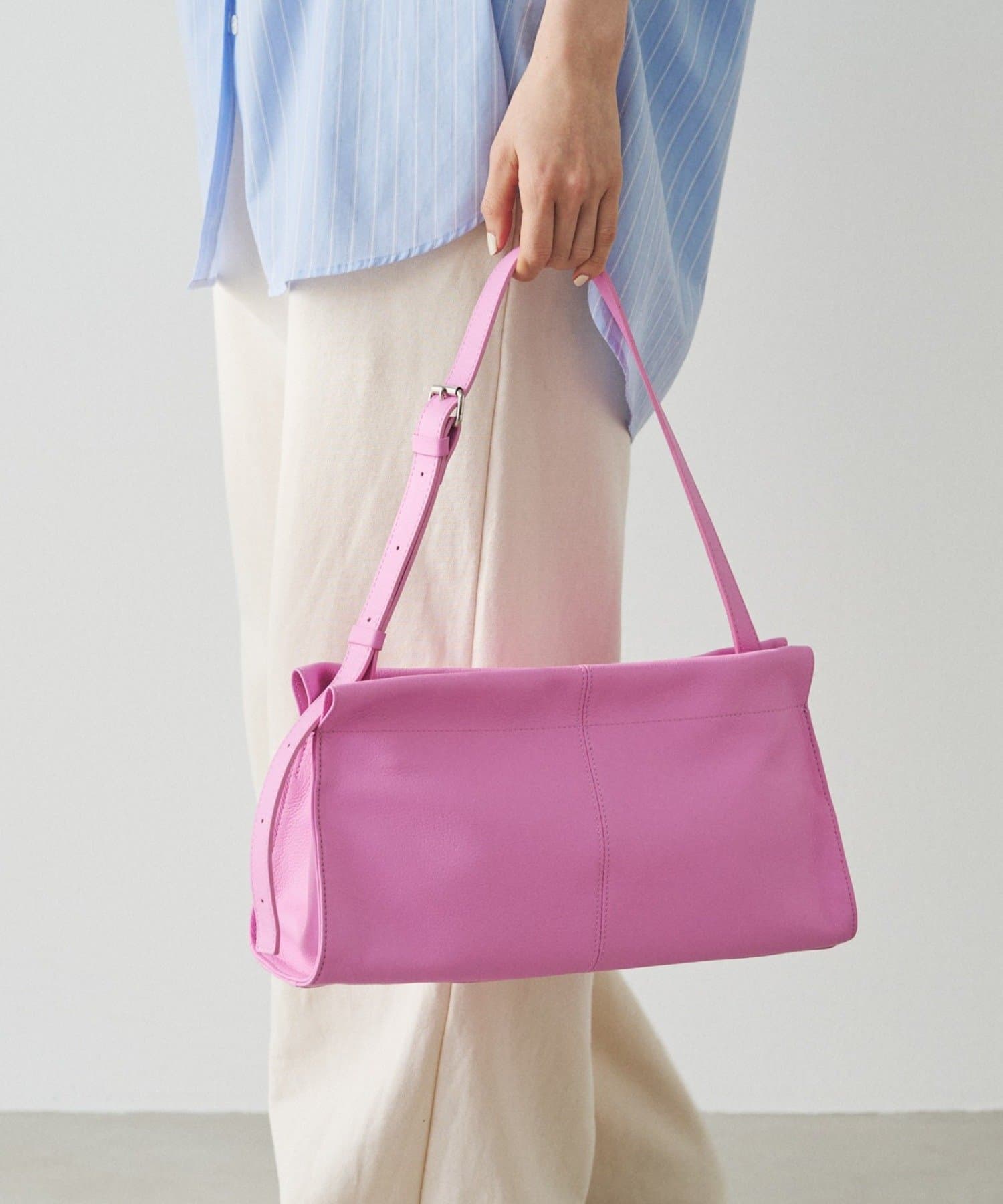(91008)Leather Horizontal Shoulder Bag 