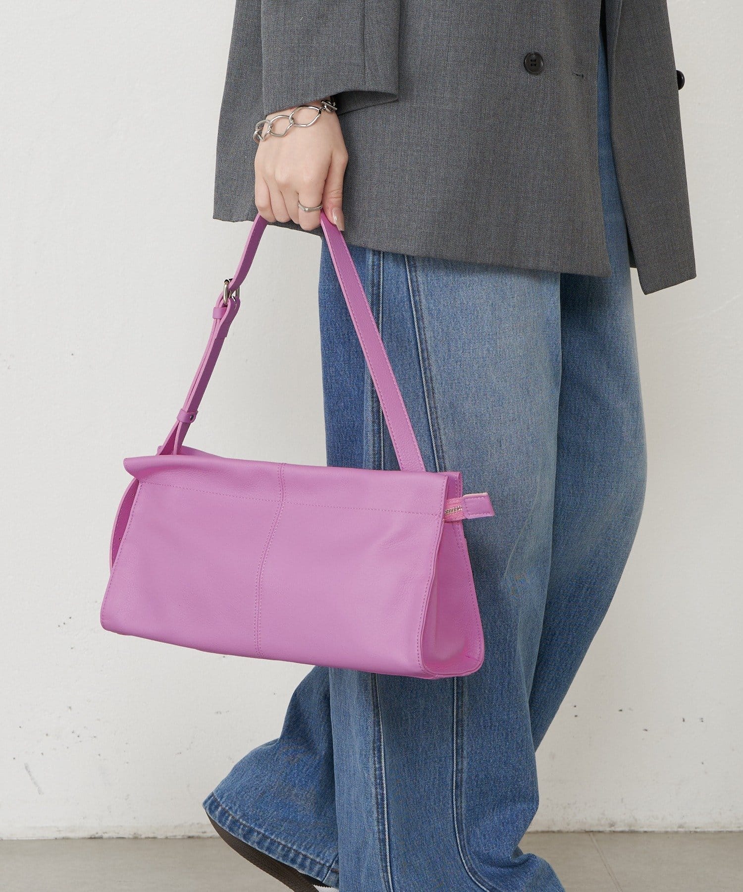 (91008)Leather Horizontal Shoulder Bag 