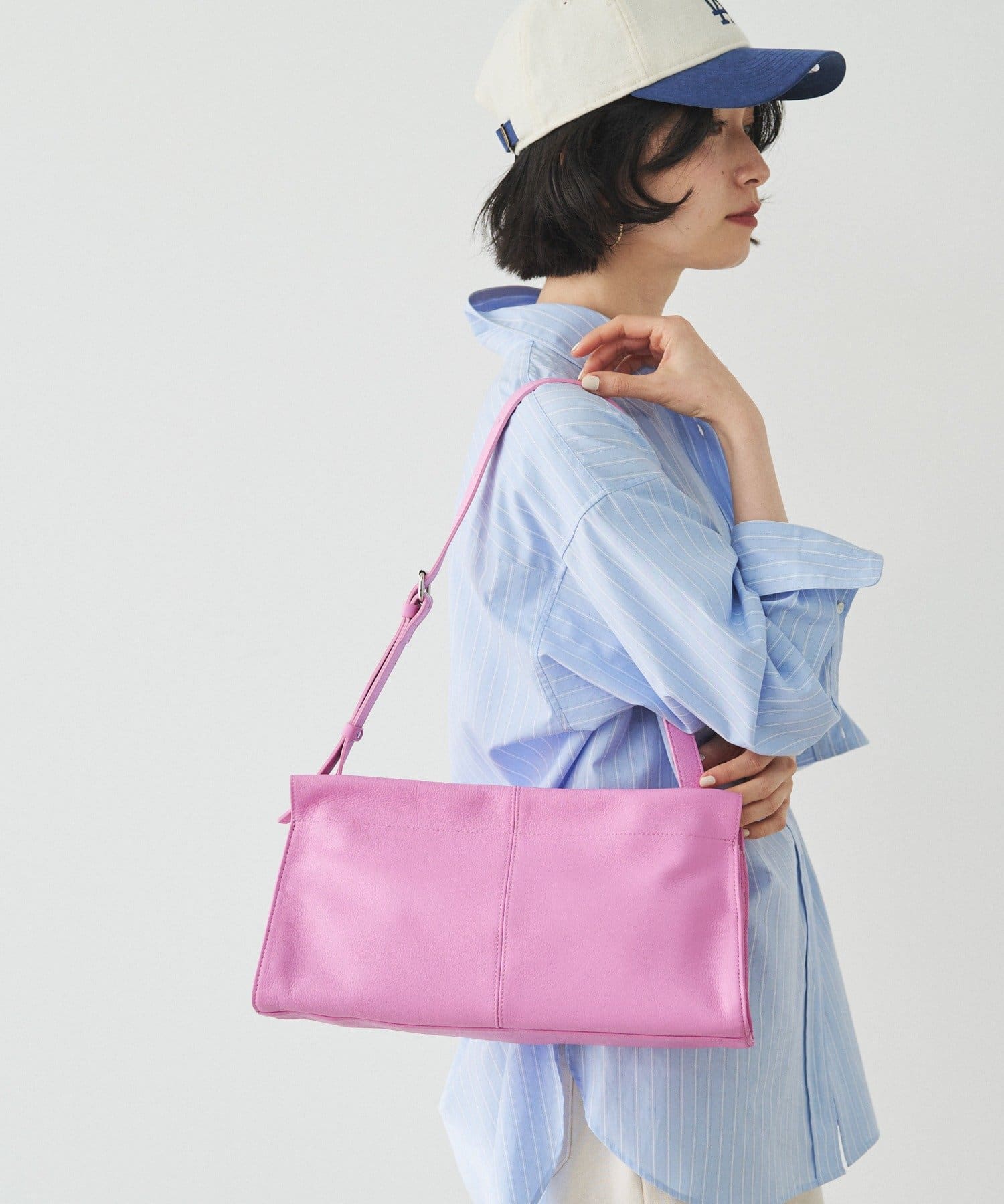 (91008)Leather Horizontal Shoulder Bag 