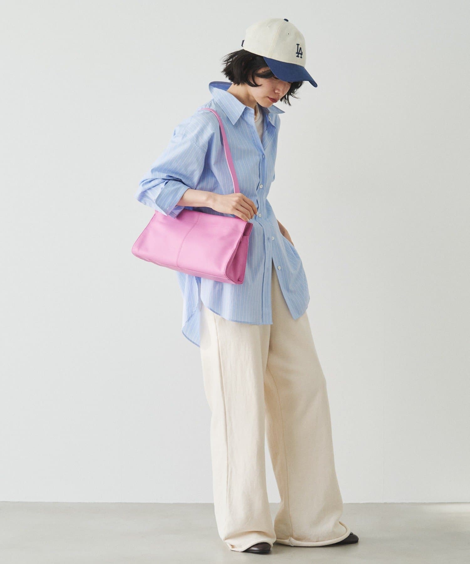 (91008)Leather Horizontal Shoulder Bag 