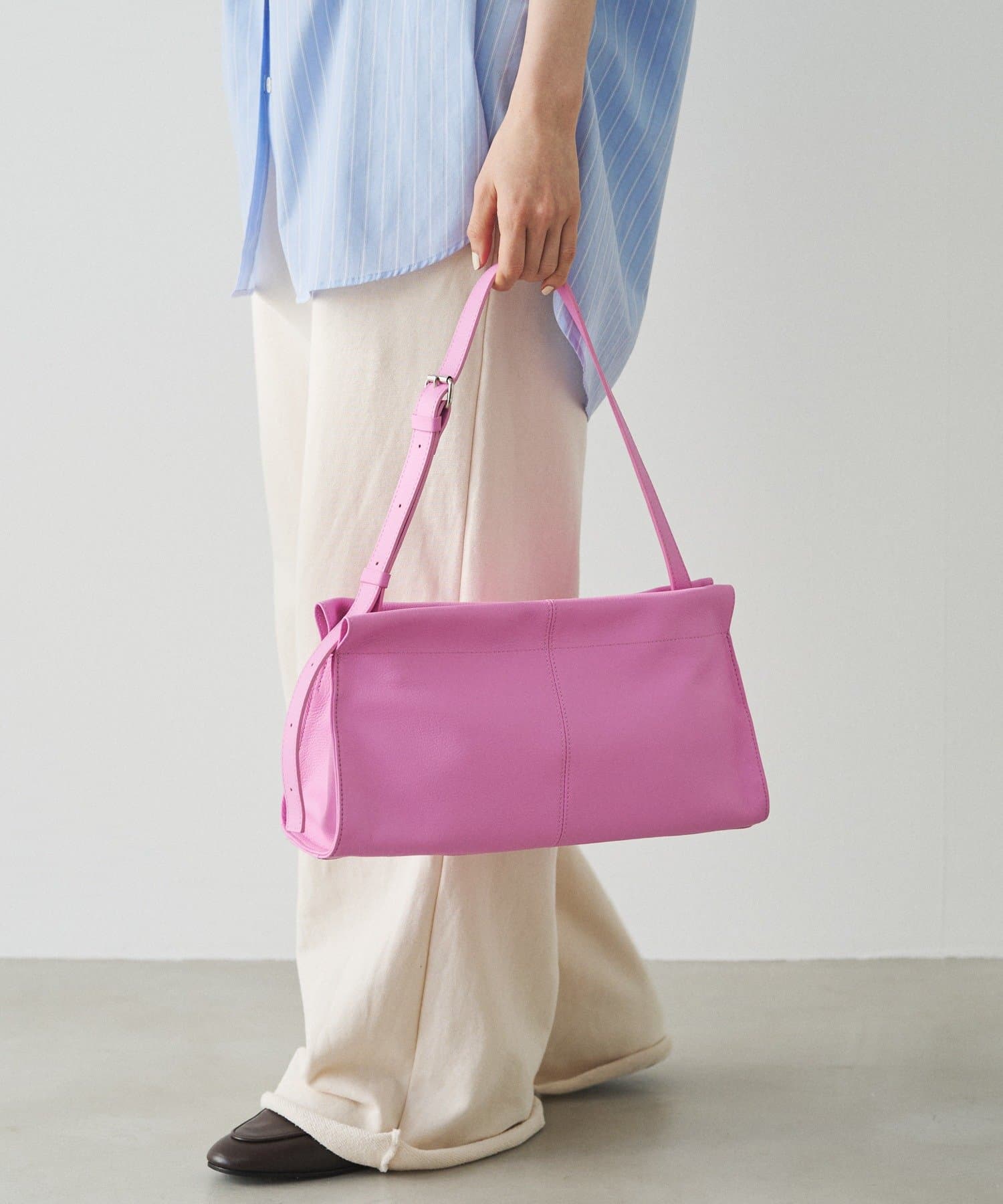 (91008)Leather Horizontal Shoulder Bag 