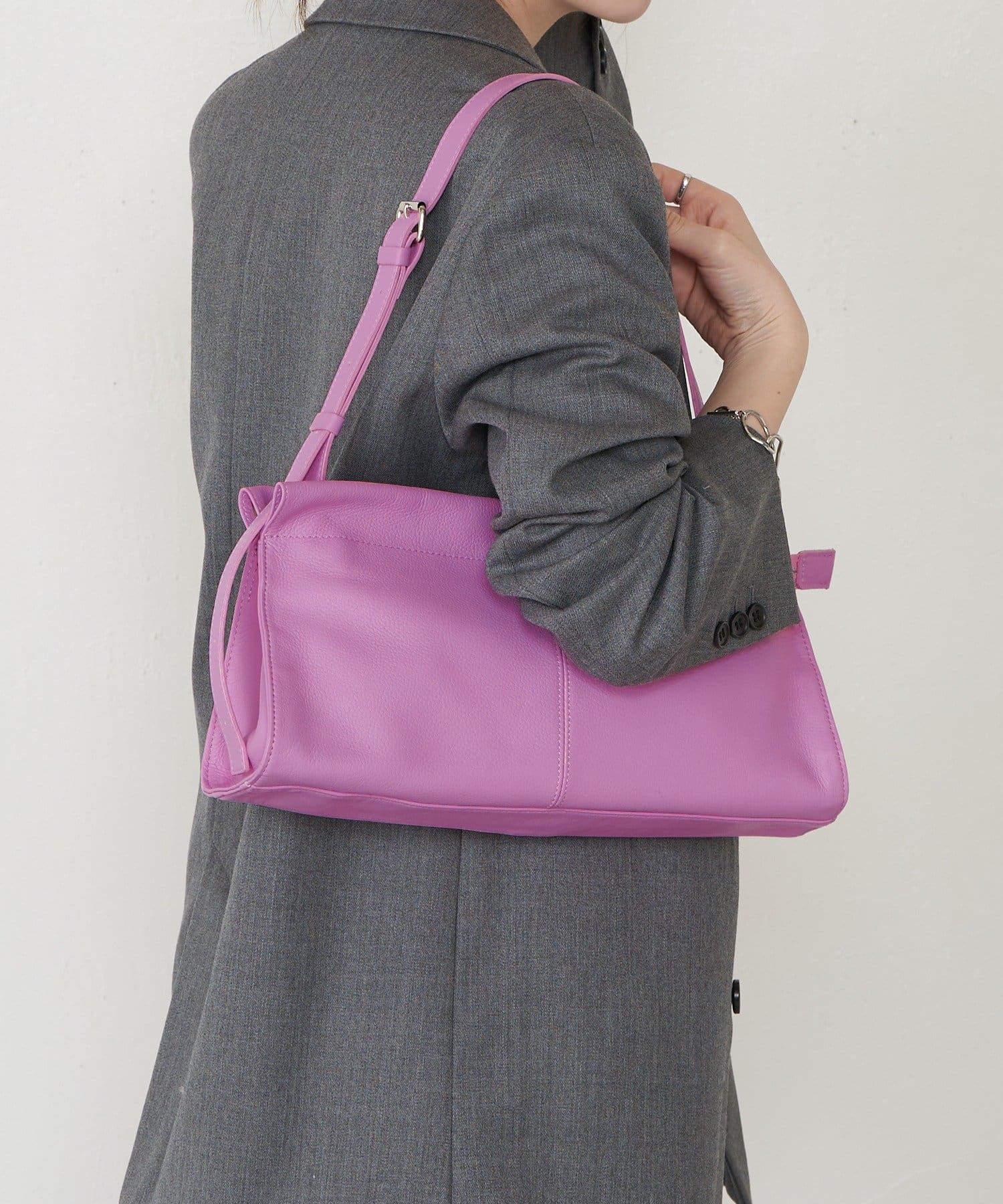 (91008)Leather Horizontal Shoulder Bag 