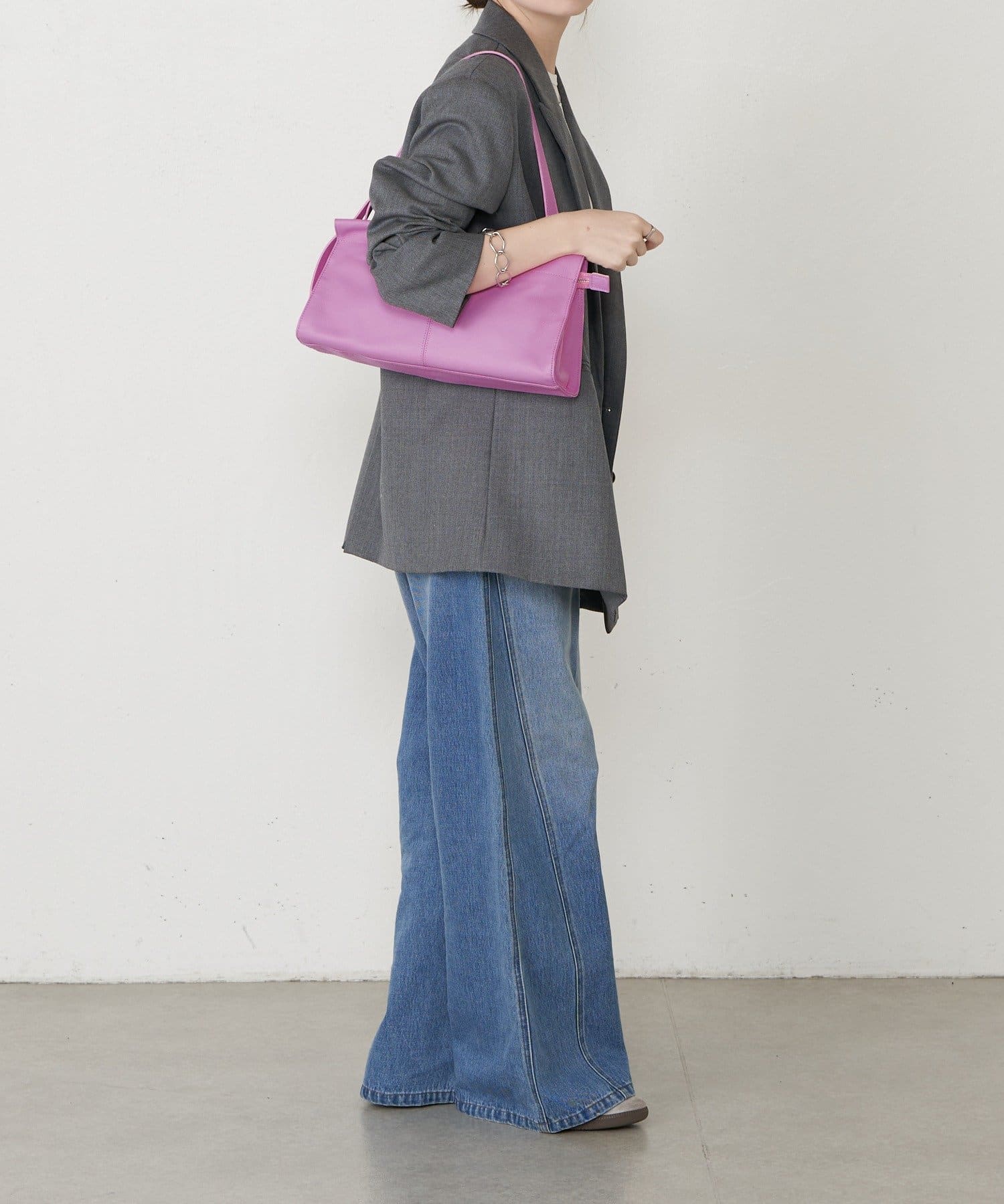 (91008)Leather Horizontal Shoulder Bag 