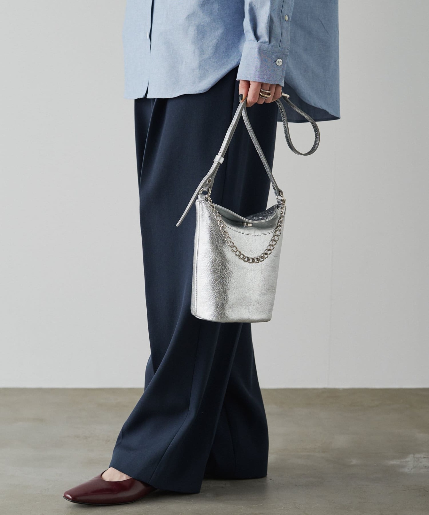 Russet Chain Mini Shoulder Bag Silver