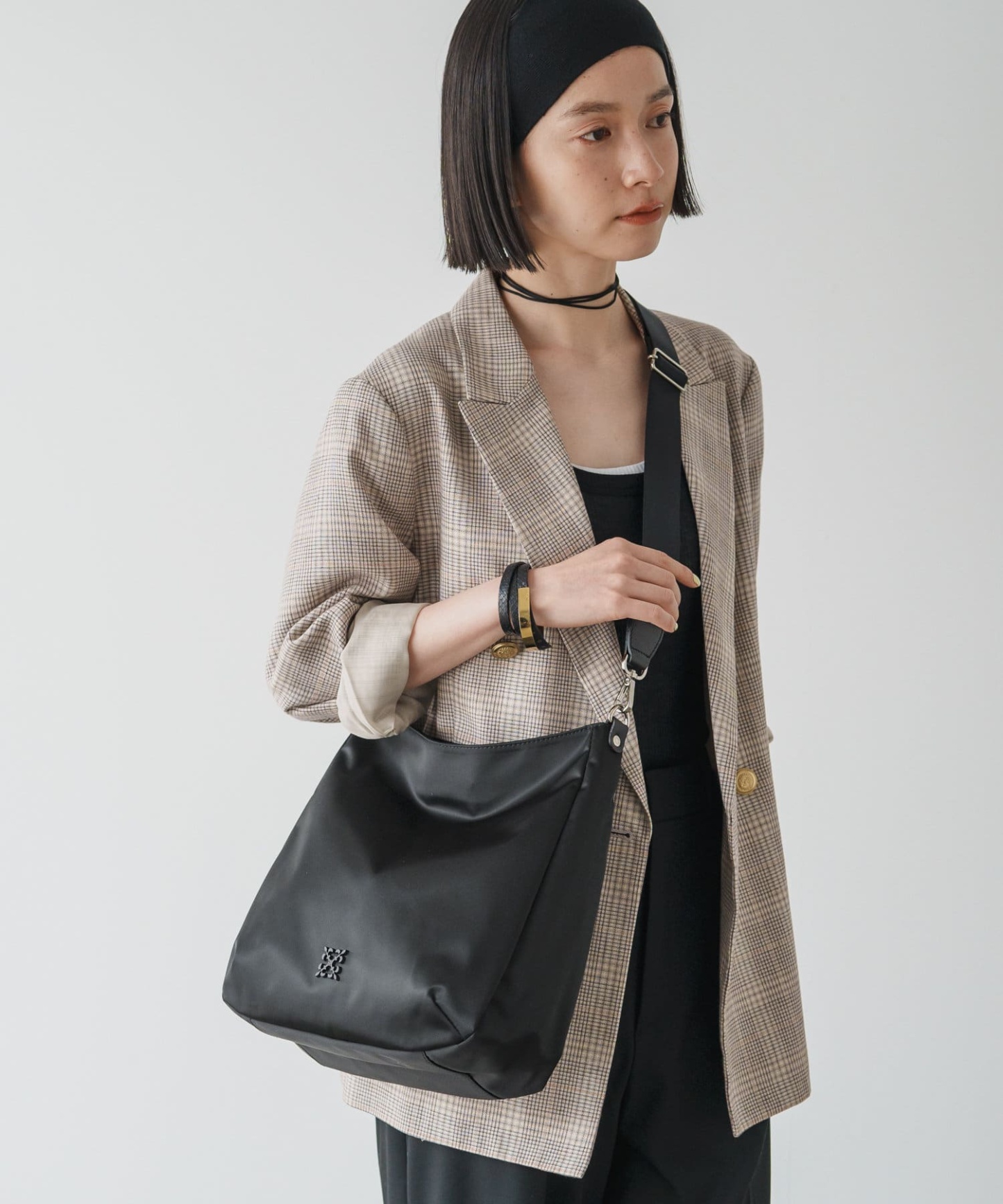 Russet Clouds nylon large shoulder bag