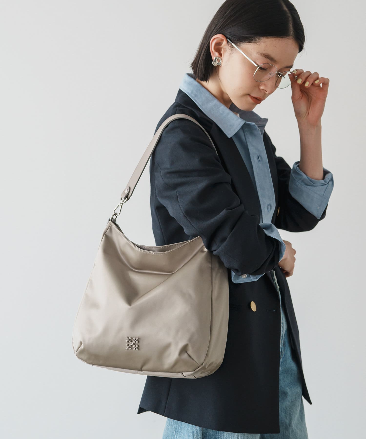 Russet Clouds nylon large shoulder bag