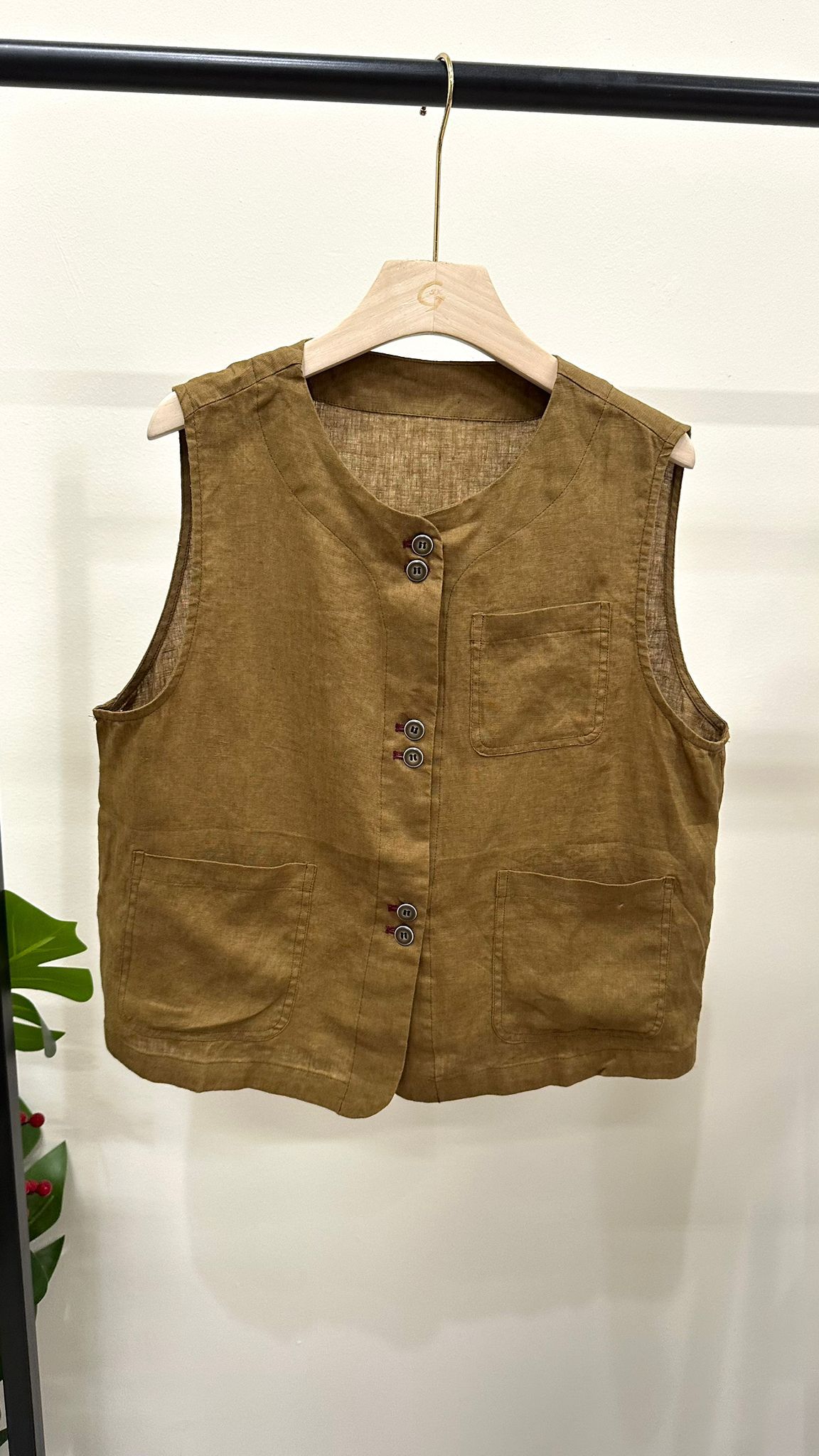 (D122)Sleeveless Linen Vest