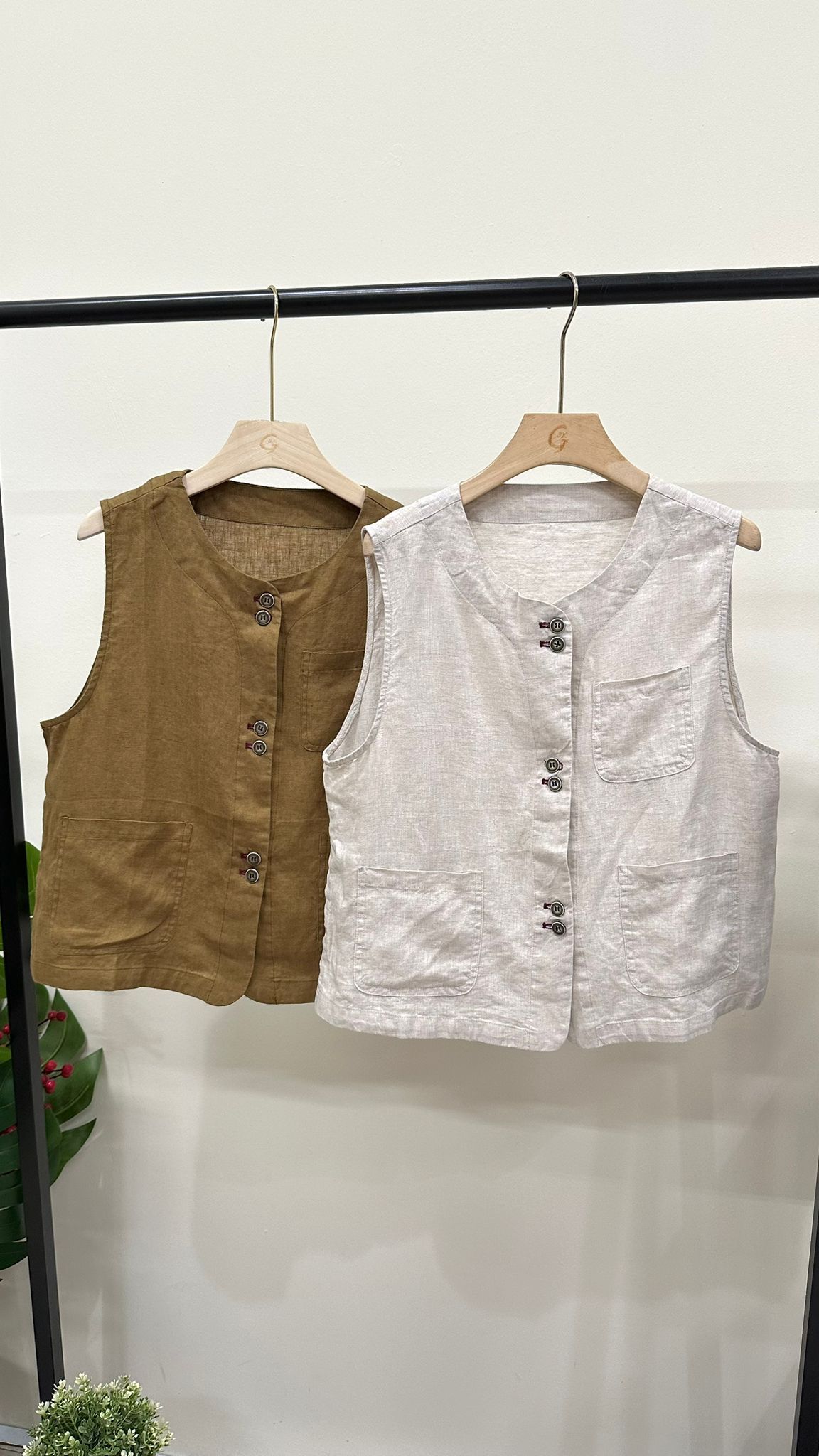(D122)Sleeveless Linen Vest