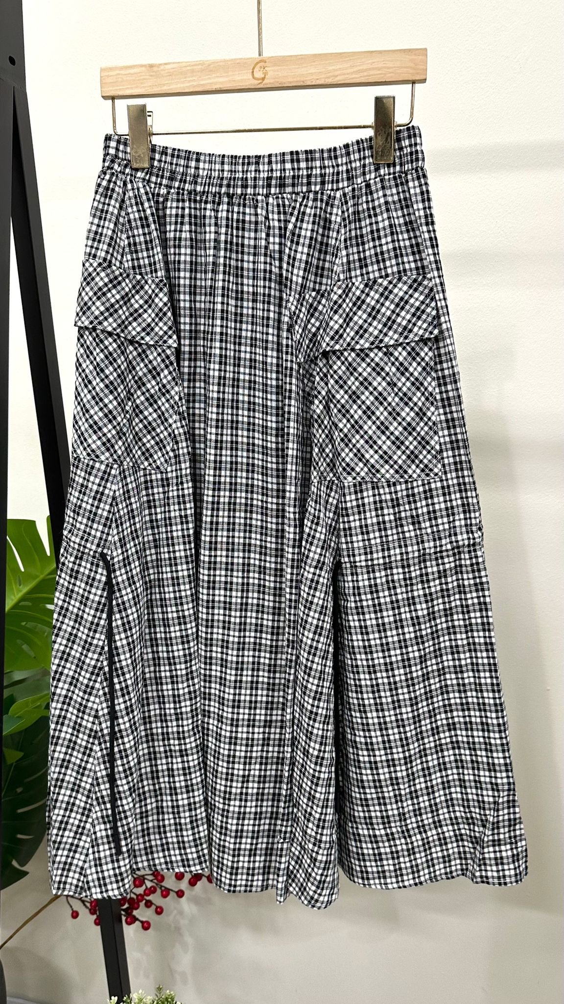 (D2128)Checkered Skirt