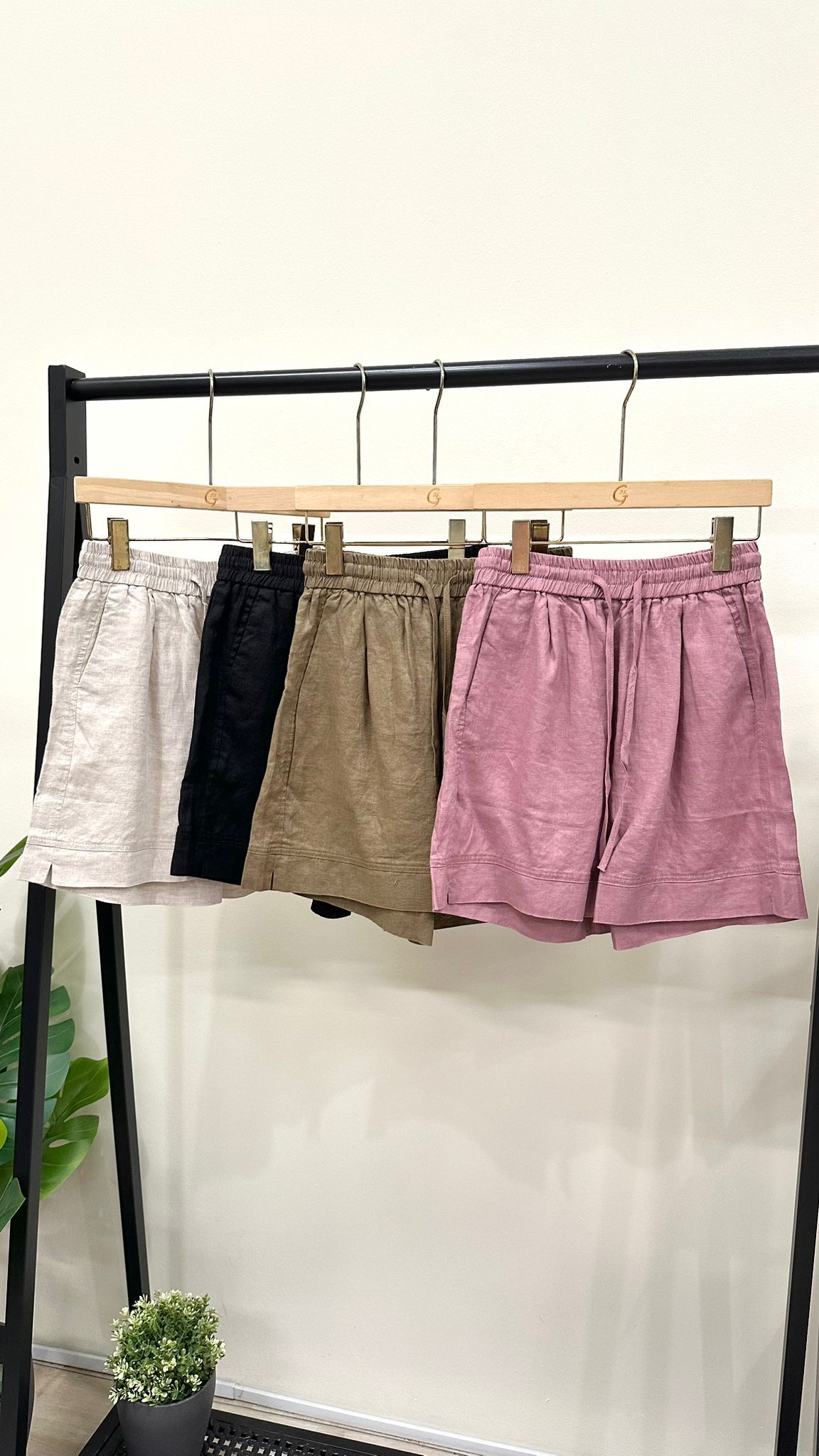 (D2182)Linen Shorts
