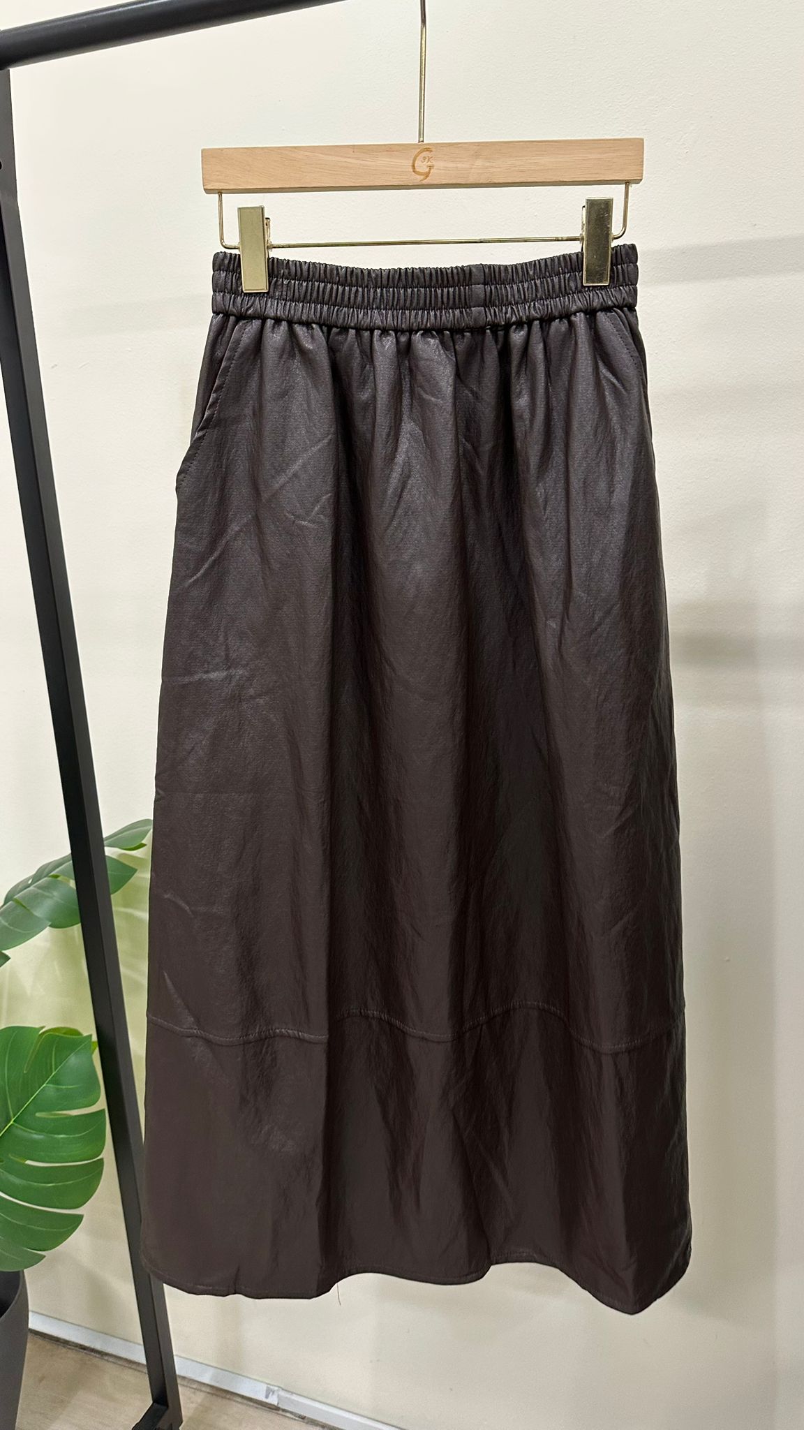 (D2395)Leather Skirt