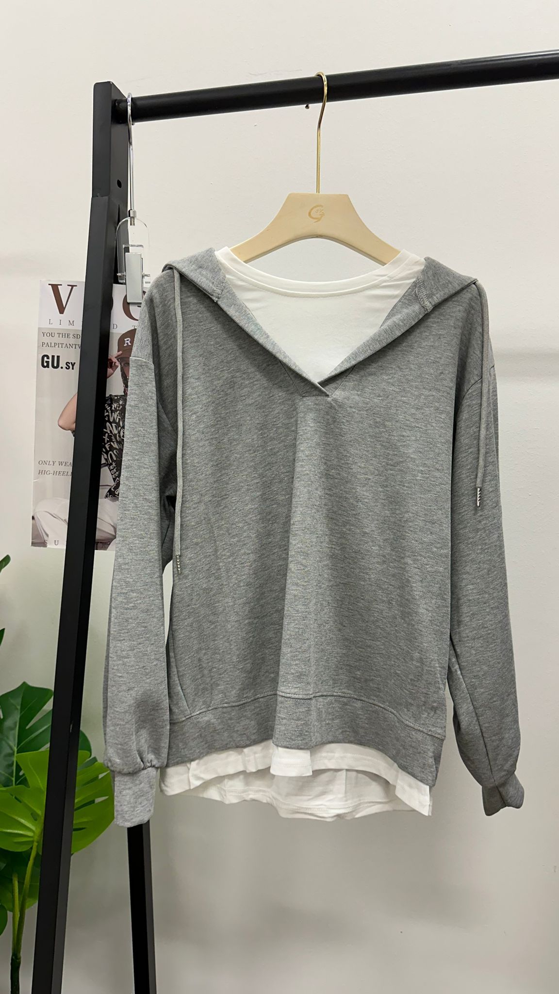 (D3438)Hoodie Top