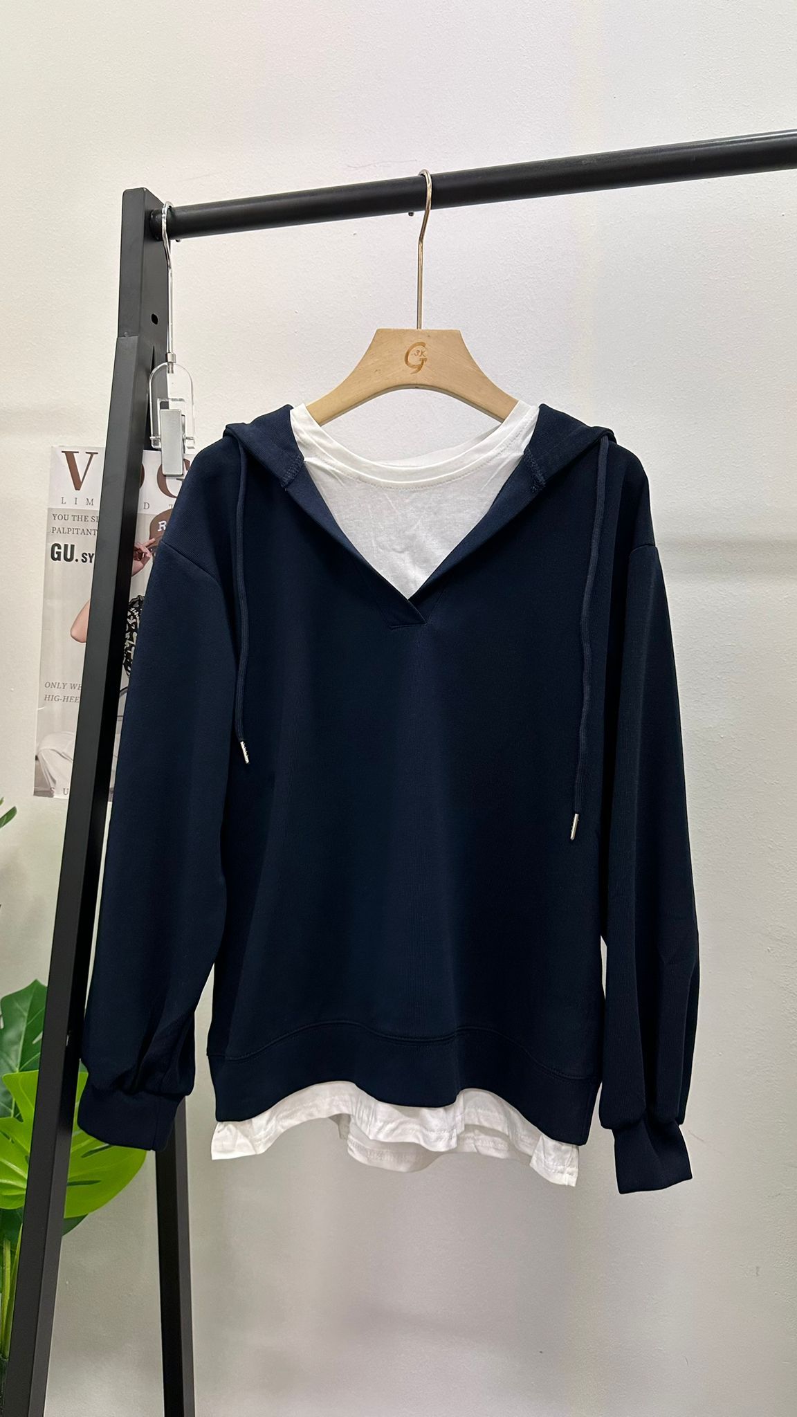 (D3438)Hoodie Top