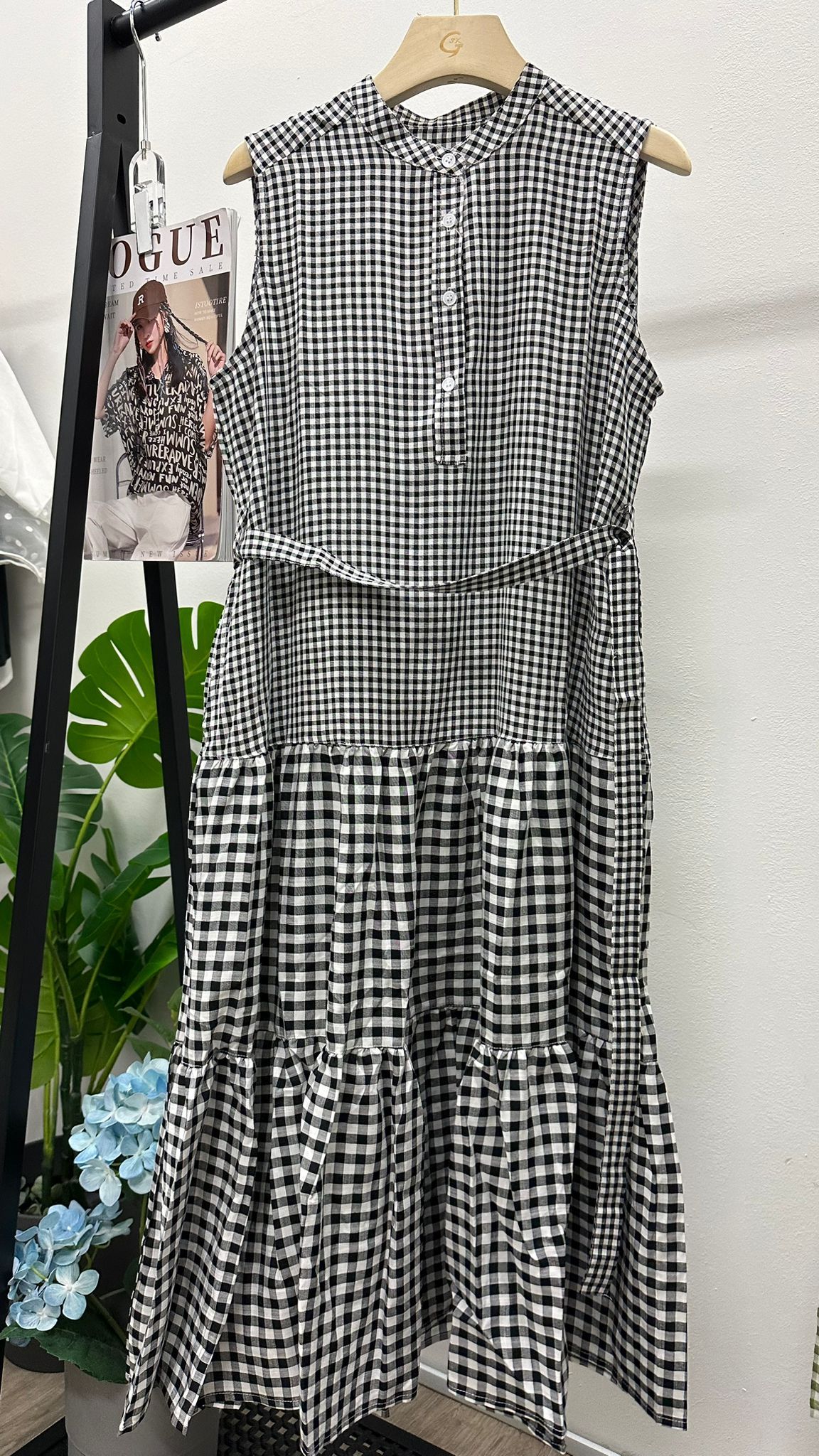 (D496)Checked Dress
