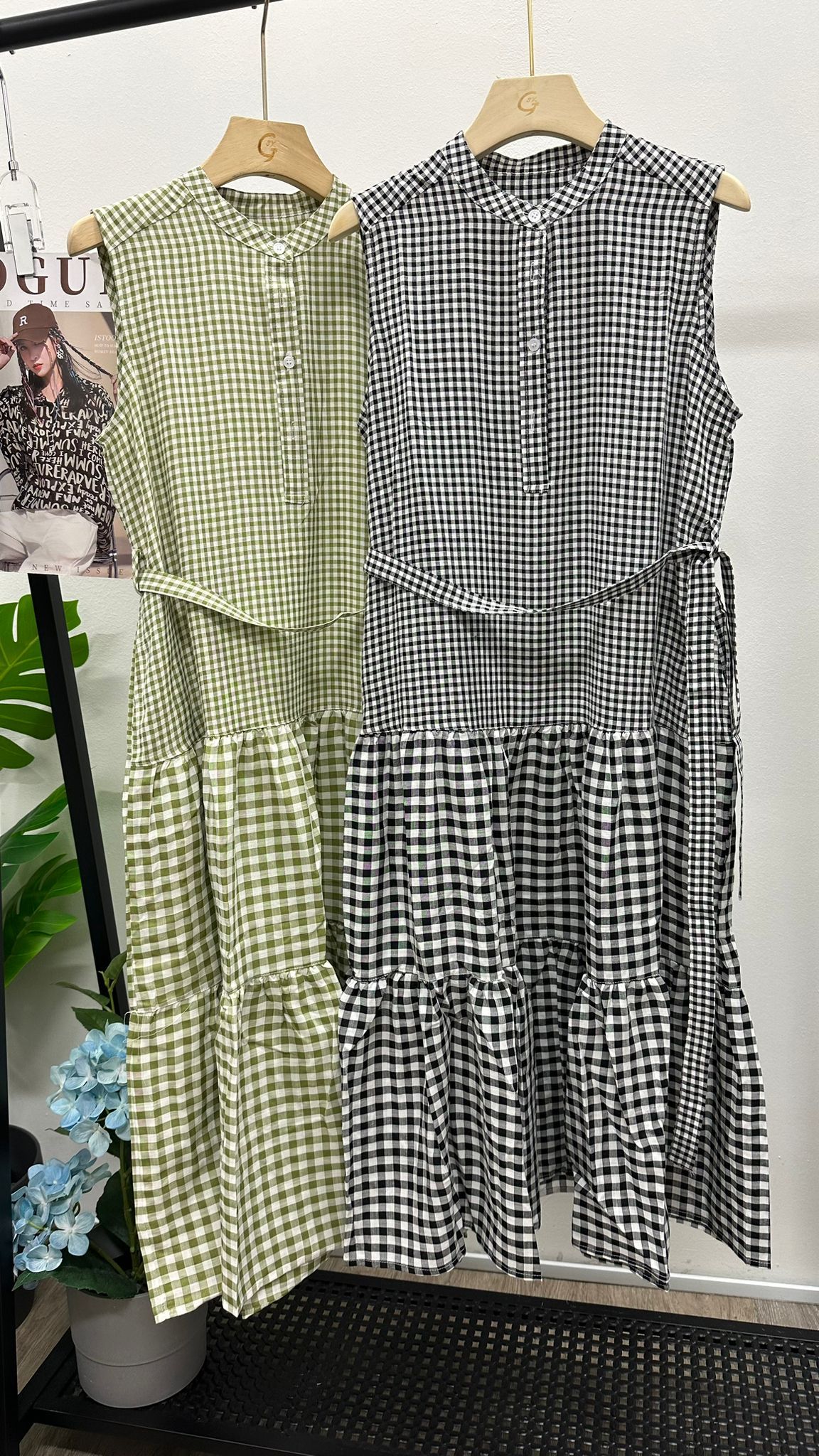 (D496)Checked Dress