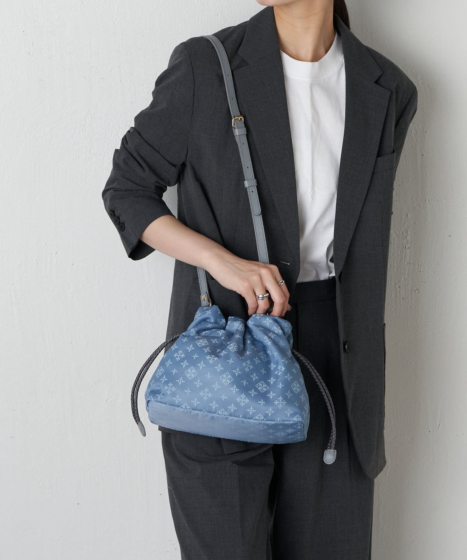 Russet Drawstring shoulder bag DustyBlue