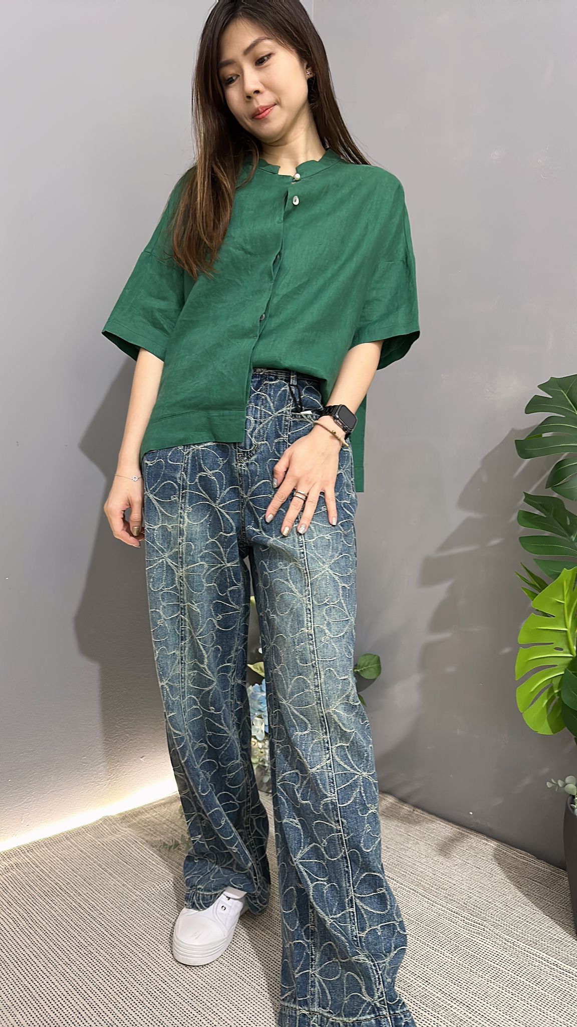 (D1490)Denim Pants