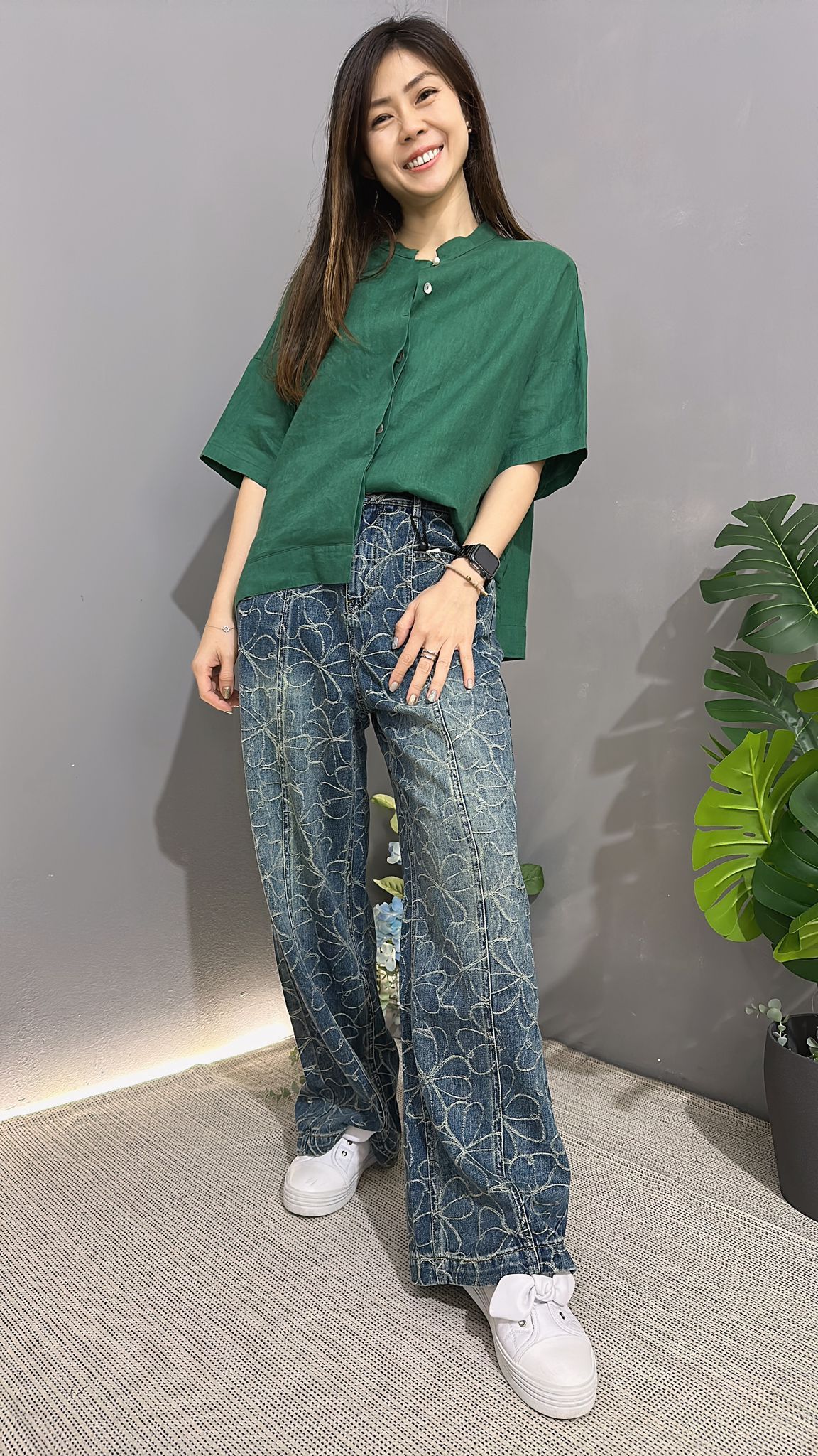 (D1490)Denim Pants