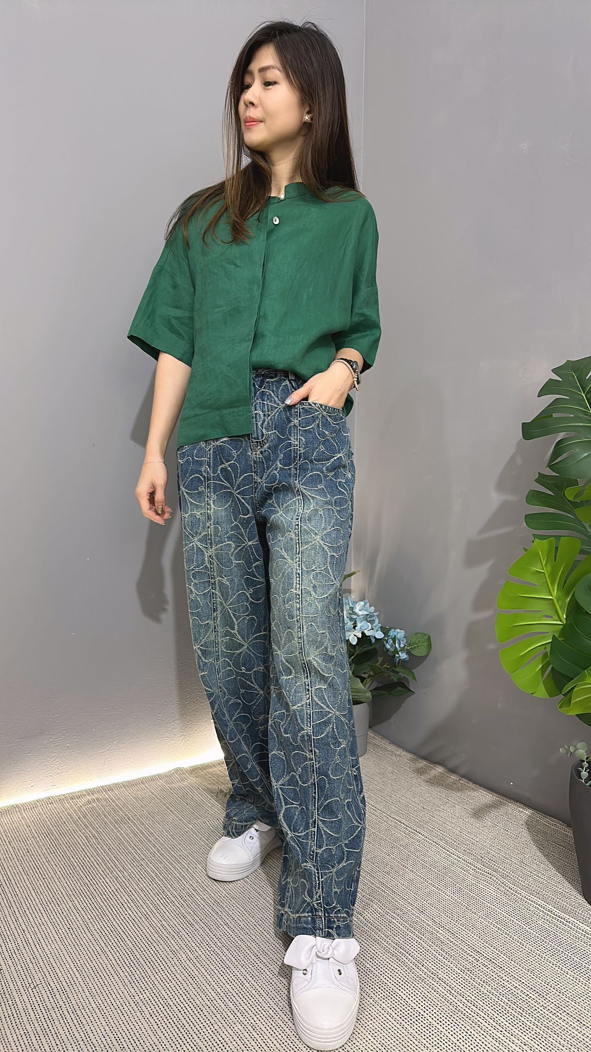 (D1490)Denim Pants