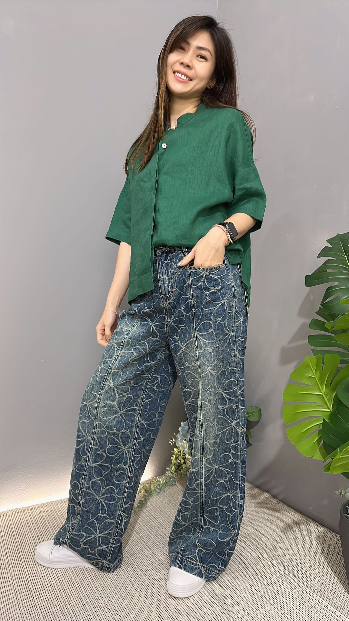 (D1490)Denim Pants
