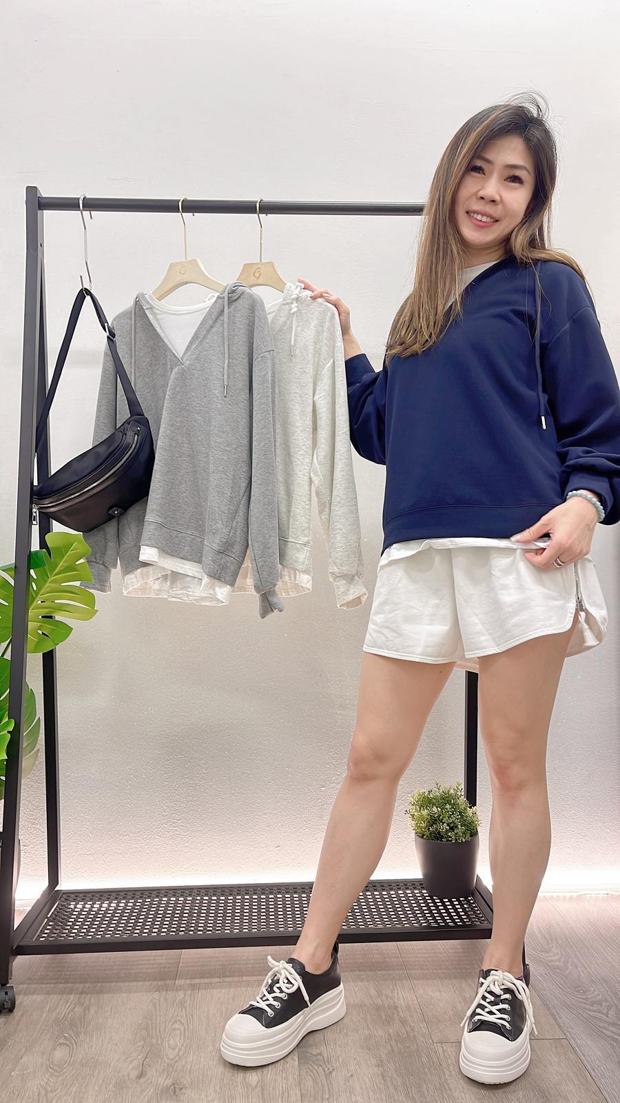 (D3438)Hoodie Top