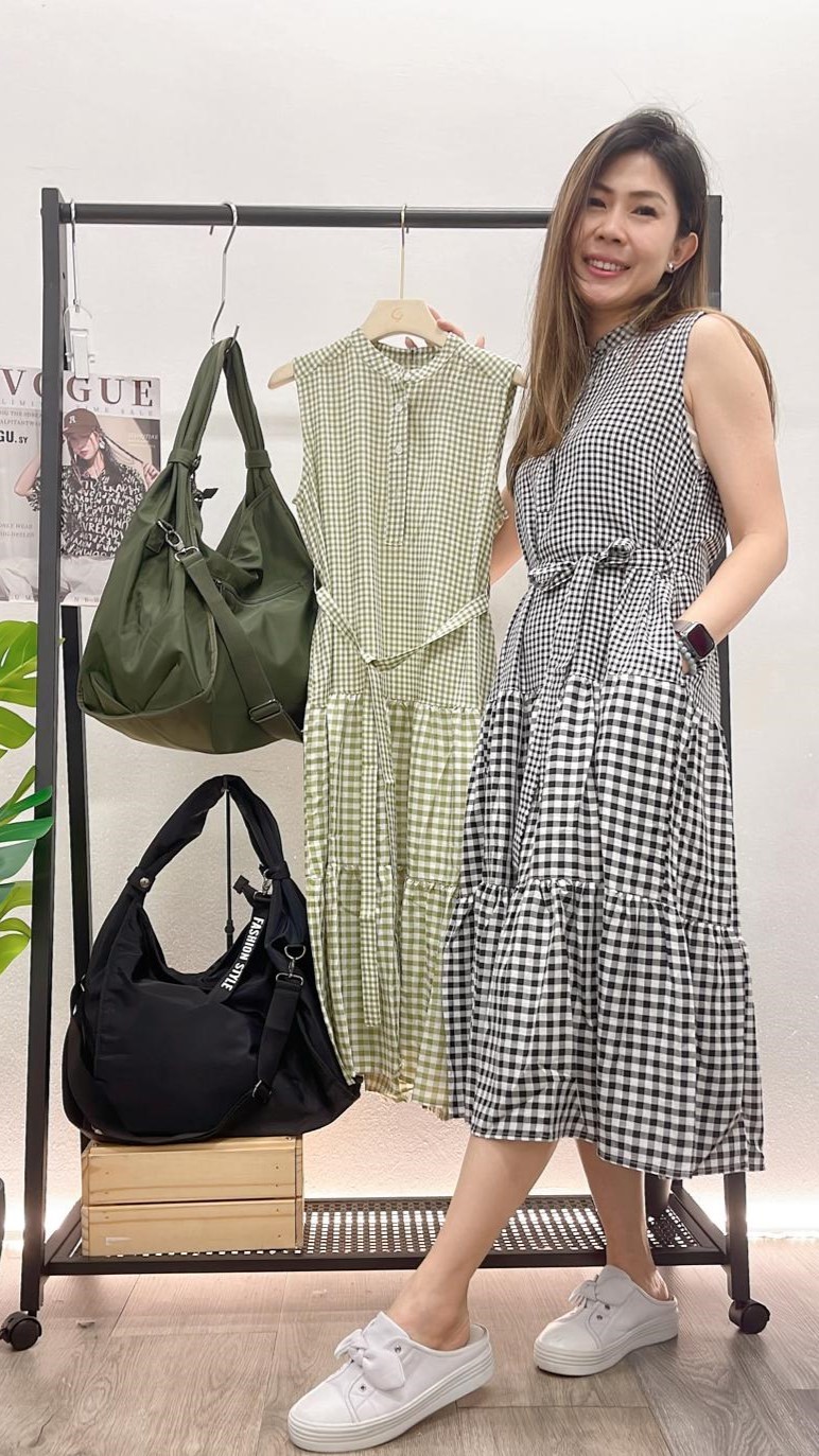 (D496)Checked Dress