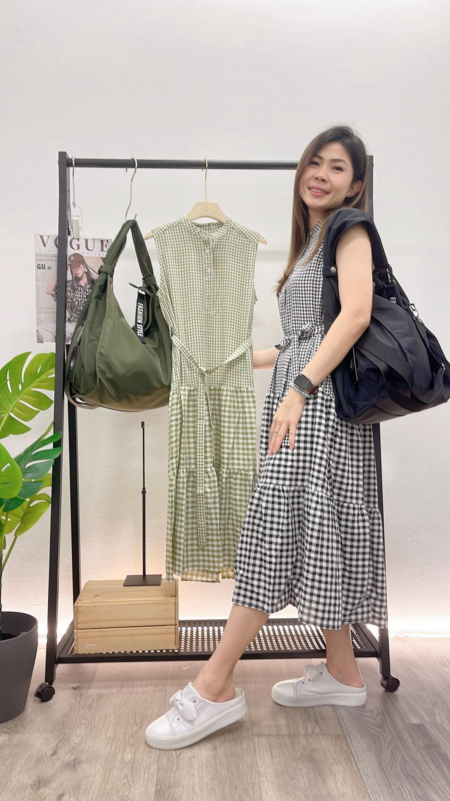 (D496)Checked Dress
