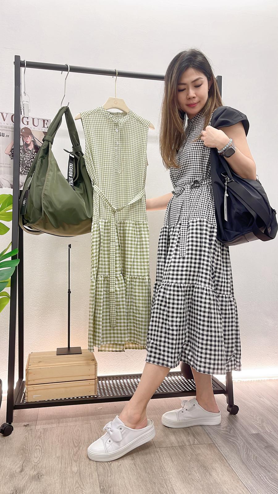 (D496)Checked Dress