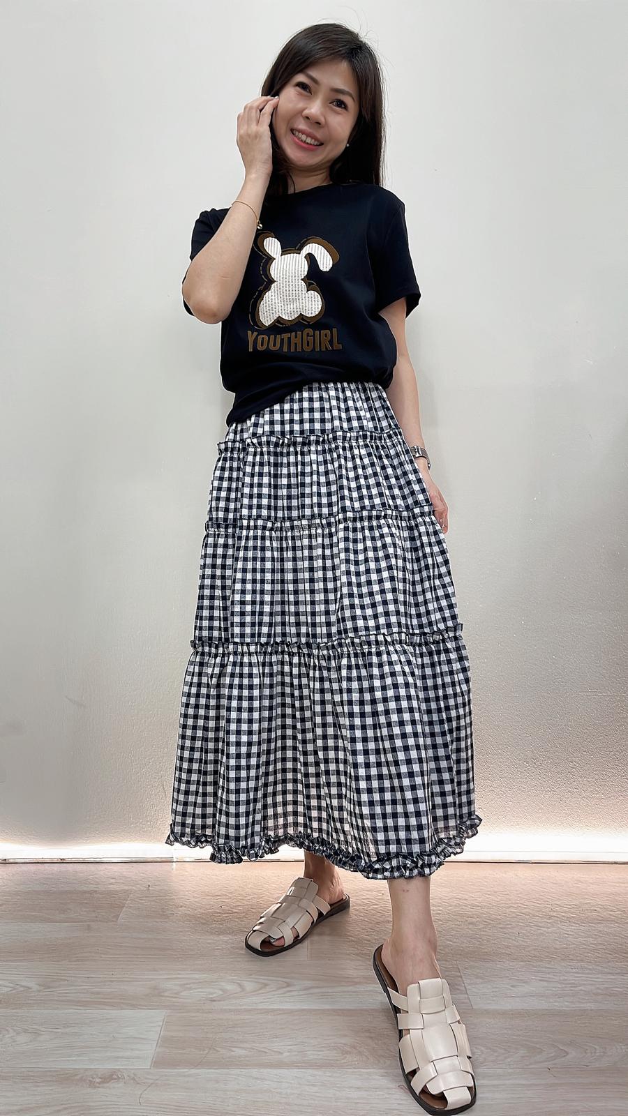(D1983)Checkered Skirt