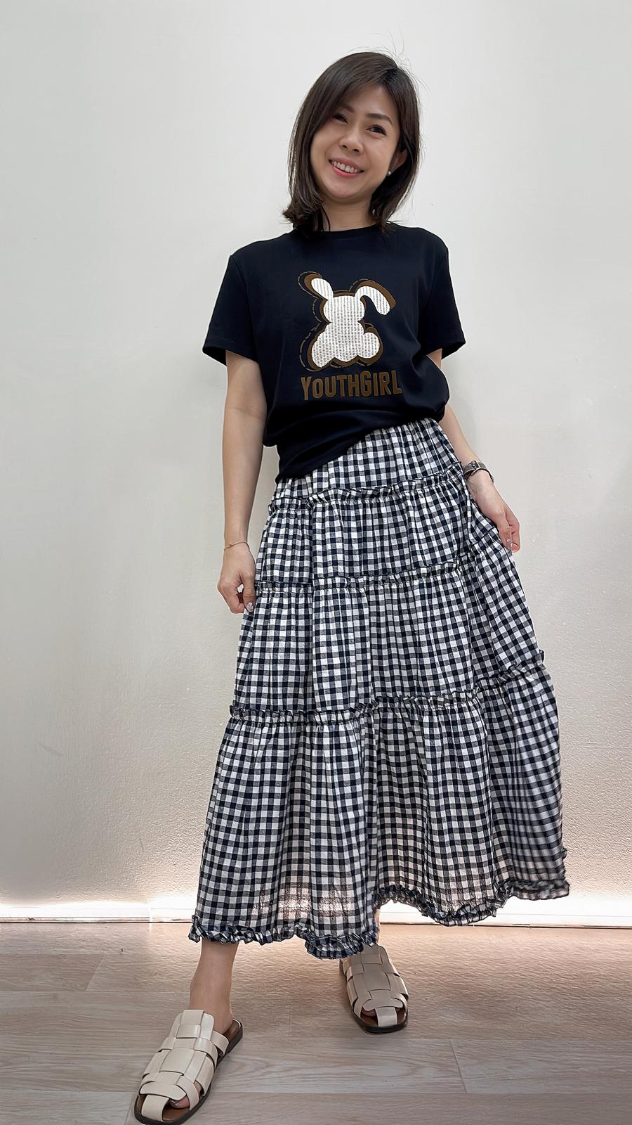 (D1983)Checkered Skirt