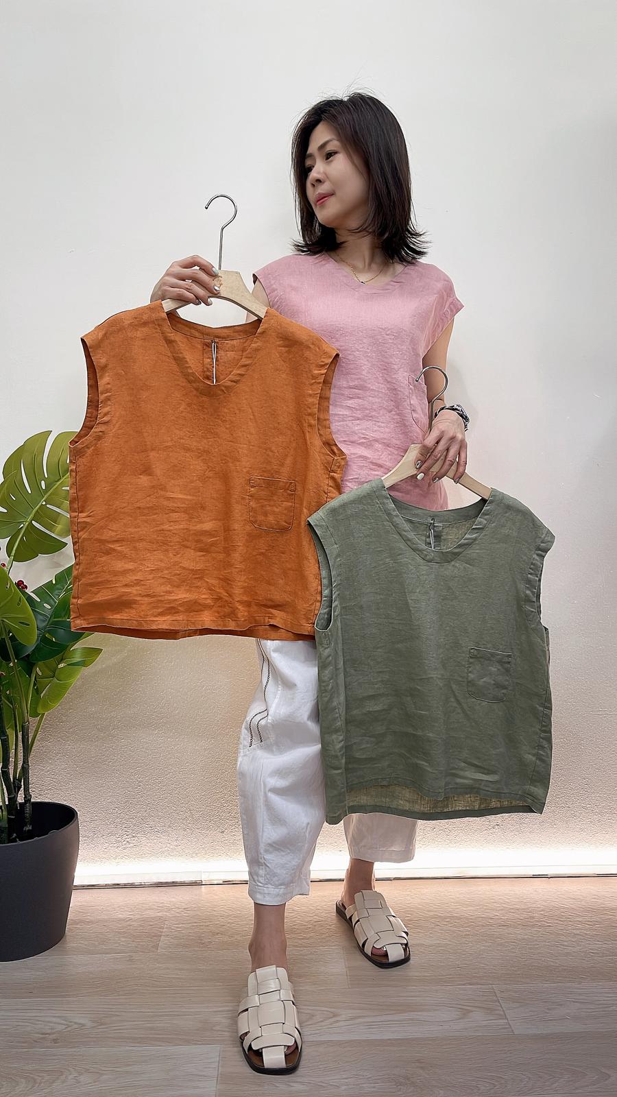 (D3898)Linen Top