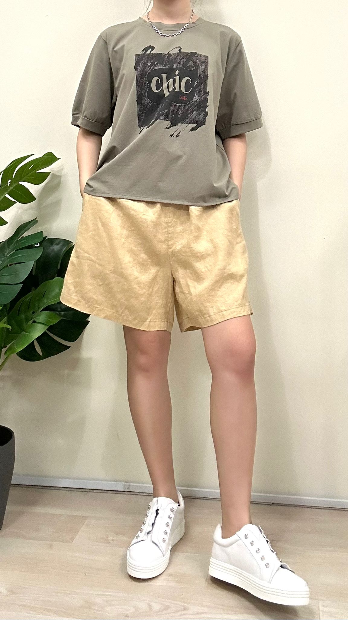 (D2178)Linen Shorts