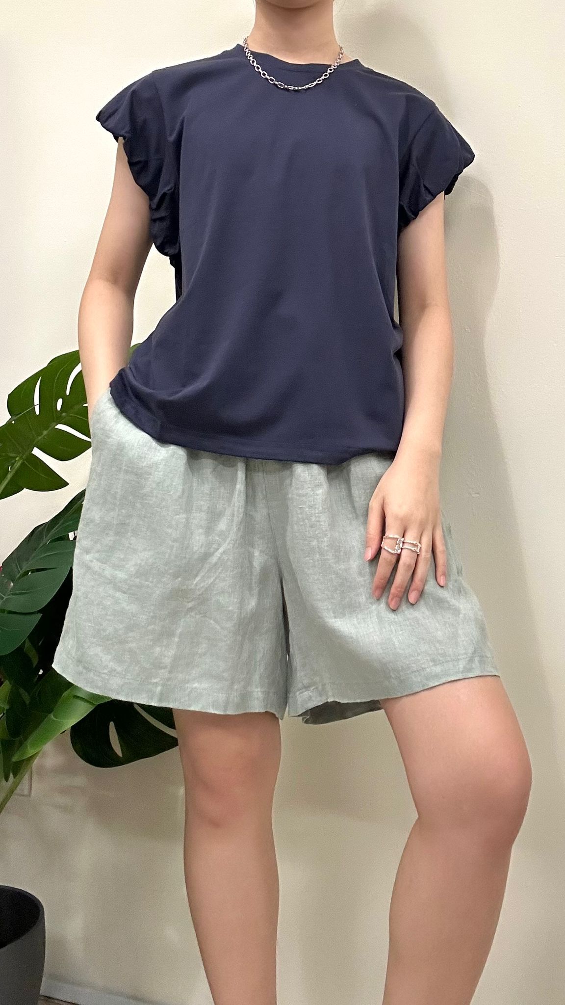 (D2178)Linen Shorts