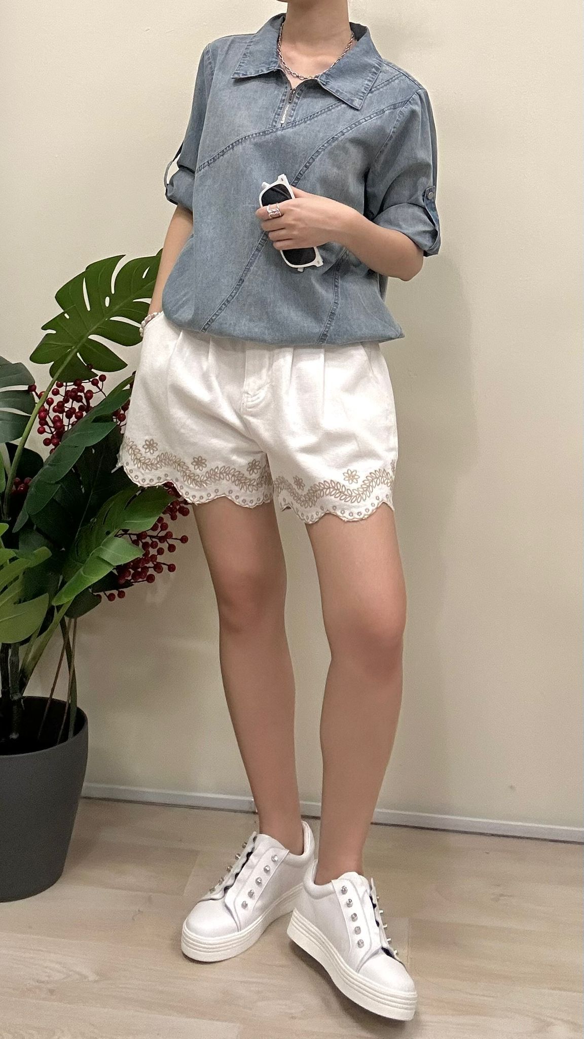 (D4110)Denim Top