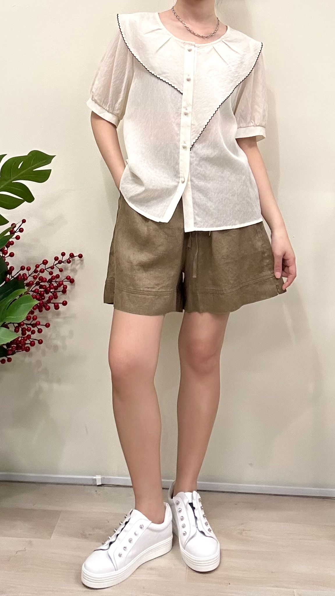 (D2182)Linen Shorts